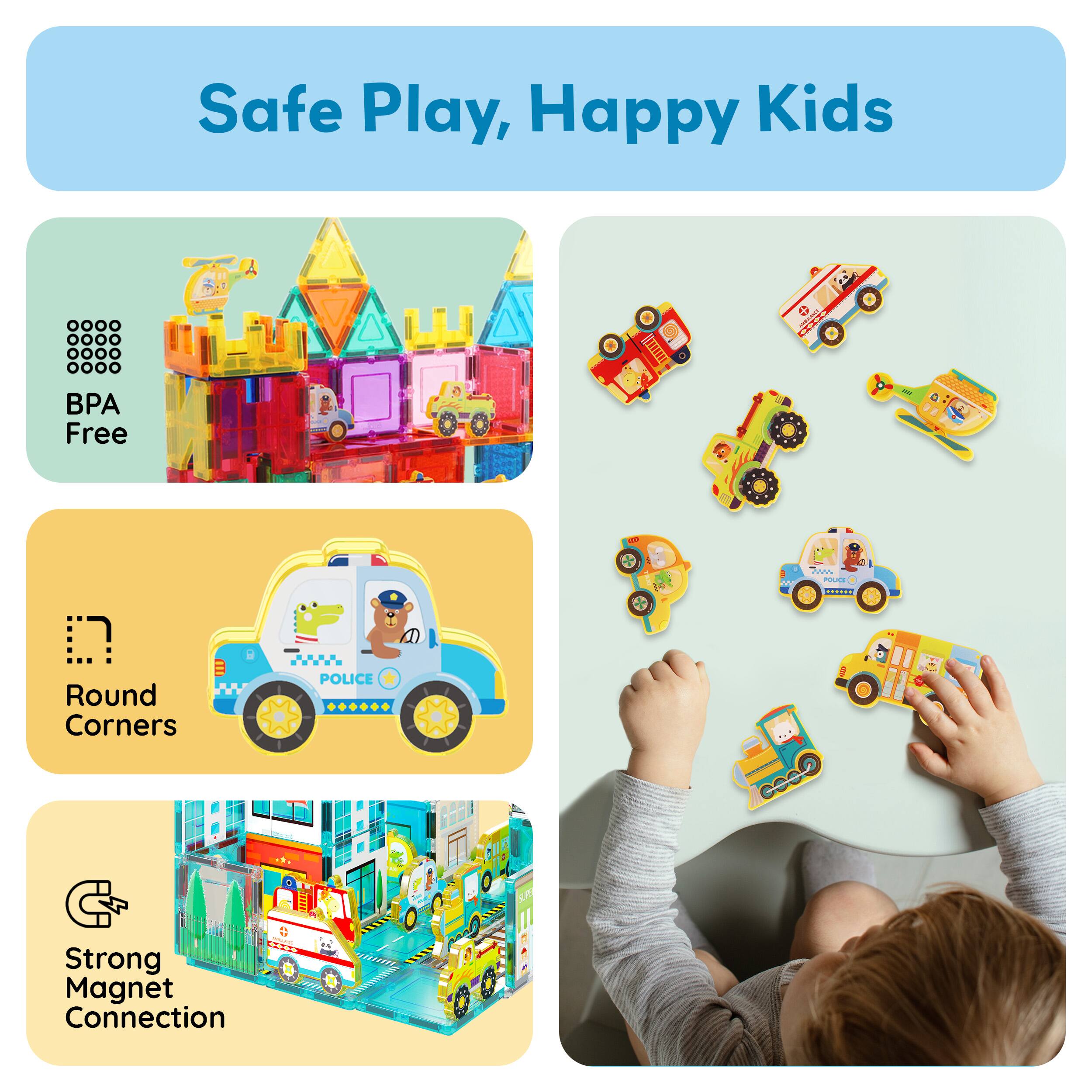 Safe Play, Happy Kids

- BPA Free
- Round Corners
- Strong Magnet Connection