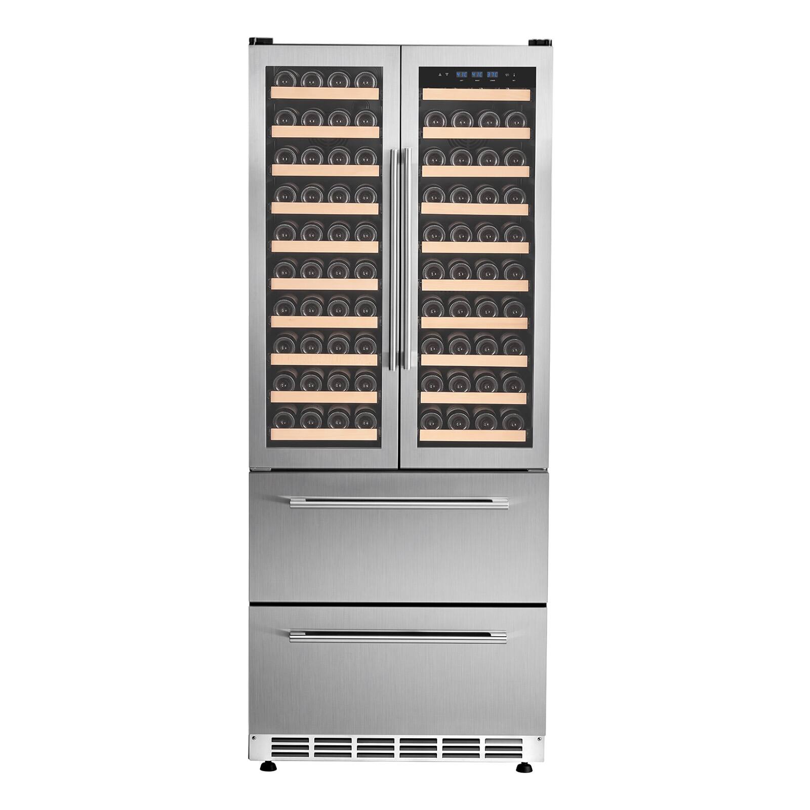Alt View 5. VEVOR - 30in Wine Fridge Beer Cooler Refrigerator 120 Bottle 234 Can Capacity, Home Bar, Four-Door & Triple-Zone Compressor - Black;Silver.