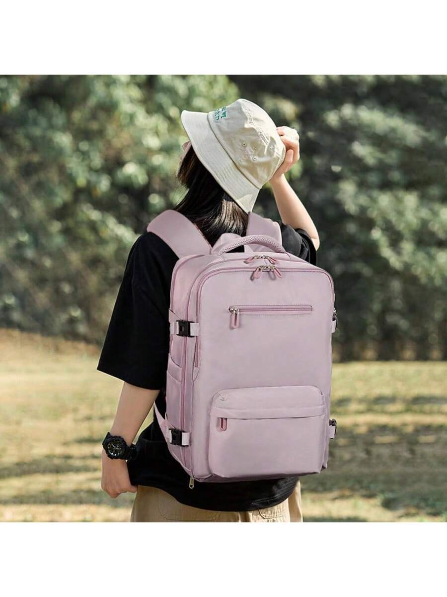 Alt View 4. Live At Space - Travel Laptops Backpack Women Men, Casual Work Bag 17inch High School College Airline Approved Hiking Business Pink - Pink Khaki.