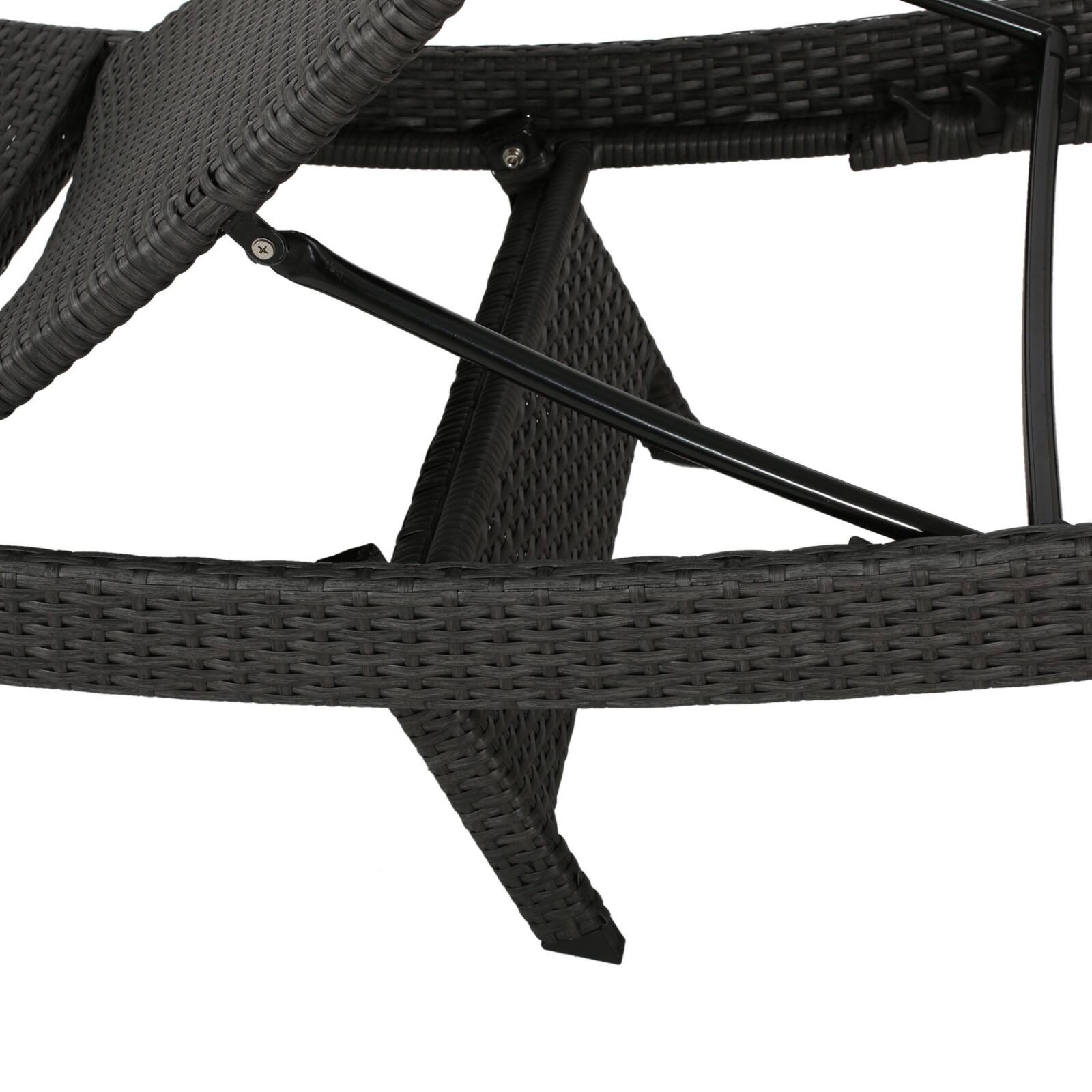 Alt View 10. Ecooso - Set of 2 Adjustable Wicker Chaise Lounges with Foldable Legs, Ergonomic Design, and Stackable Storage - Grey.