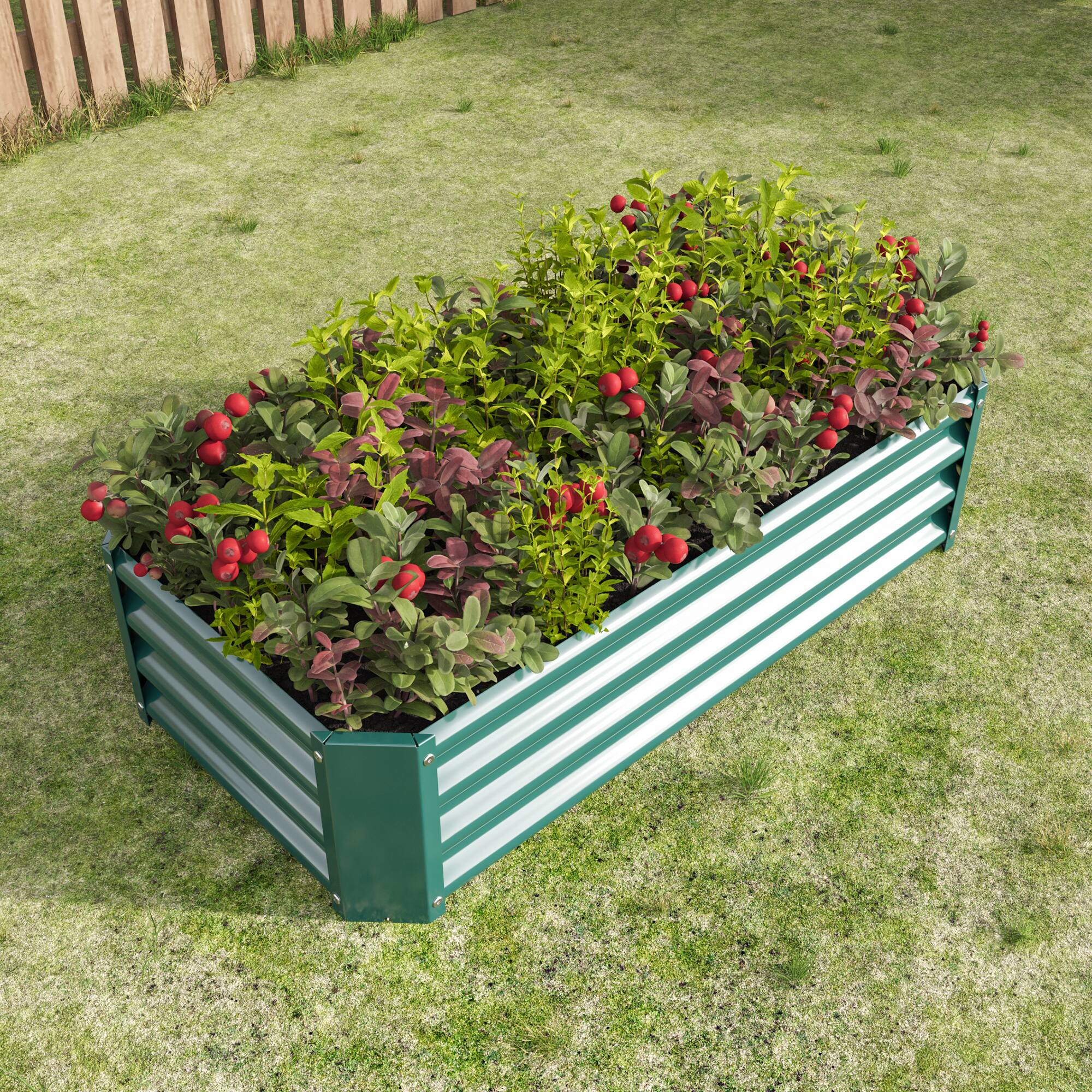 Alt View 2. PAIHOME - Metal Raised Garden Bed, 4×2×1 ft Rectangle Raised Planter for Flowers Plants, Vegetables Herb, Garden Decor - Green.