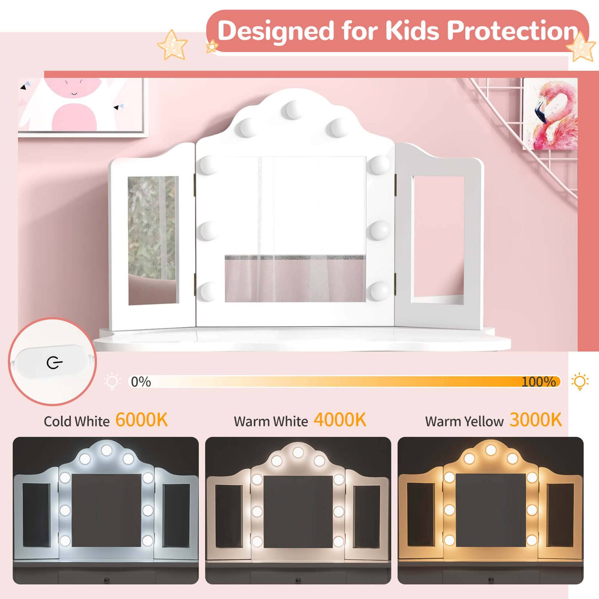 Designed for Kids Protection

Cold White 6000K  
Warm White 4000K  
Warm Yellow 3000K