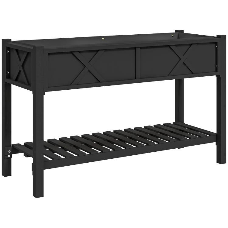 Alt View 10. PULUZ - Raised Garden Bed, 47 x 22 x 31.5 in. Elevated Wood Planter Box with Storage Shelf, Drainage Holes, and Liner - Black.