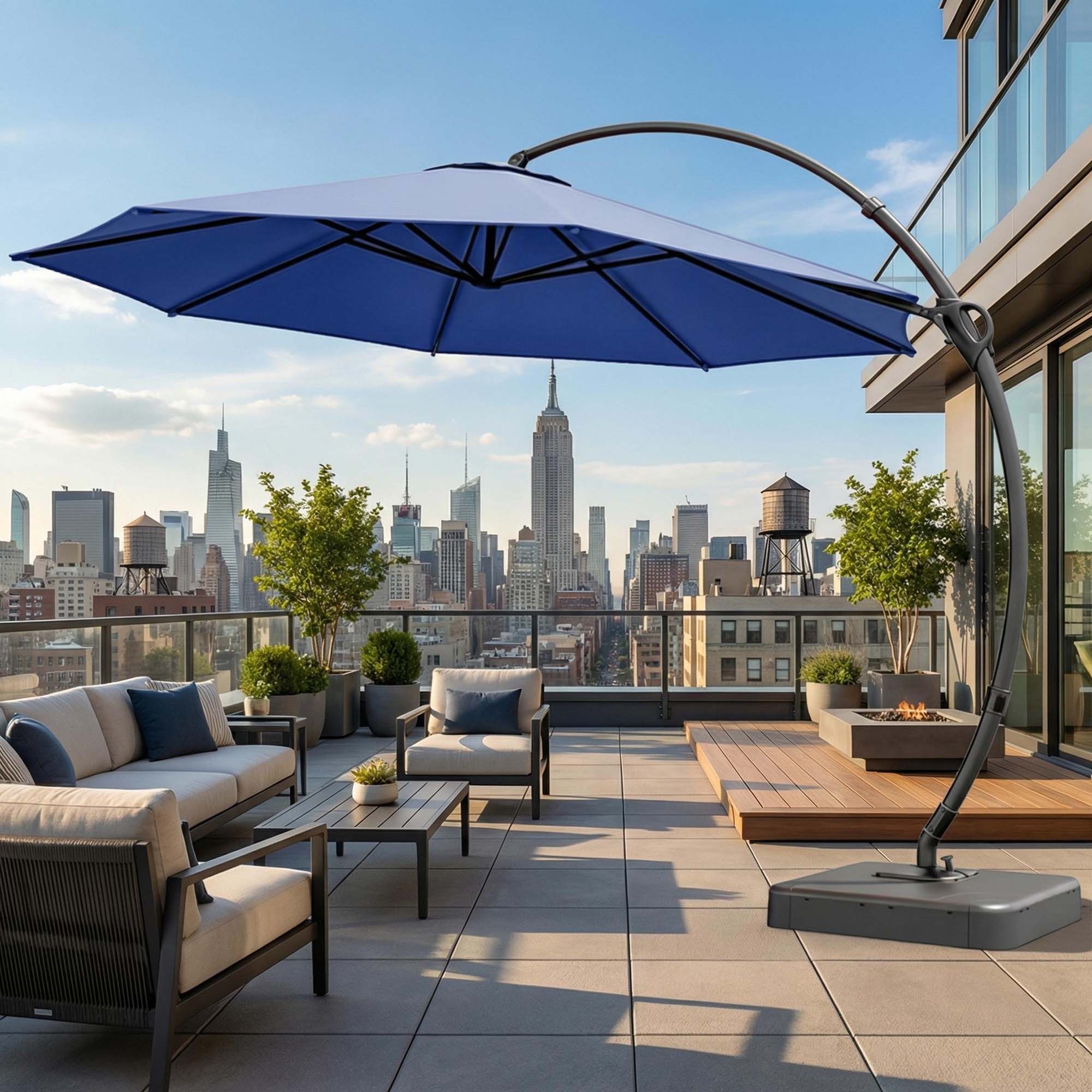 Alt View 5. Boyel Living - 11ft New Navy Blue Cantilever Patio Umbrella UV Protection - Navy blue.