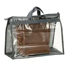 Unique Bargains - Dust Bags for Handbags, Clear Handbag Organizer w/ Zipper Handle, M, for Shoe, Scarf, Clothes, Hat - Gray