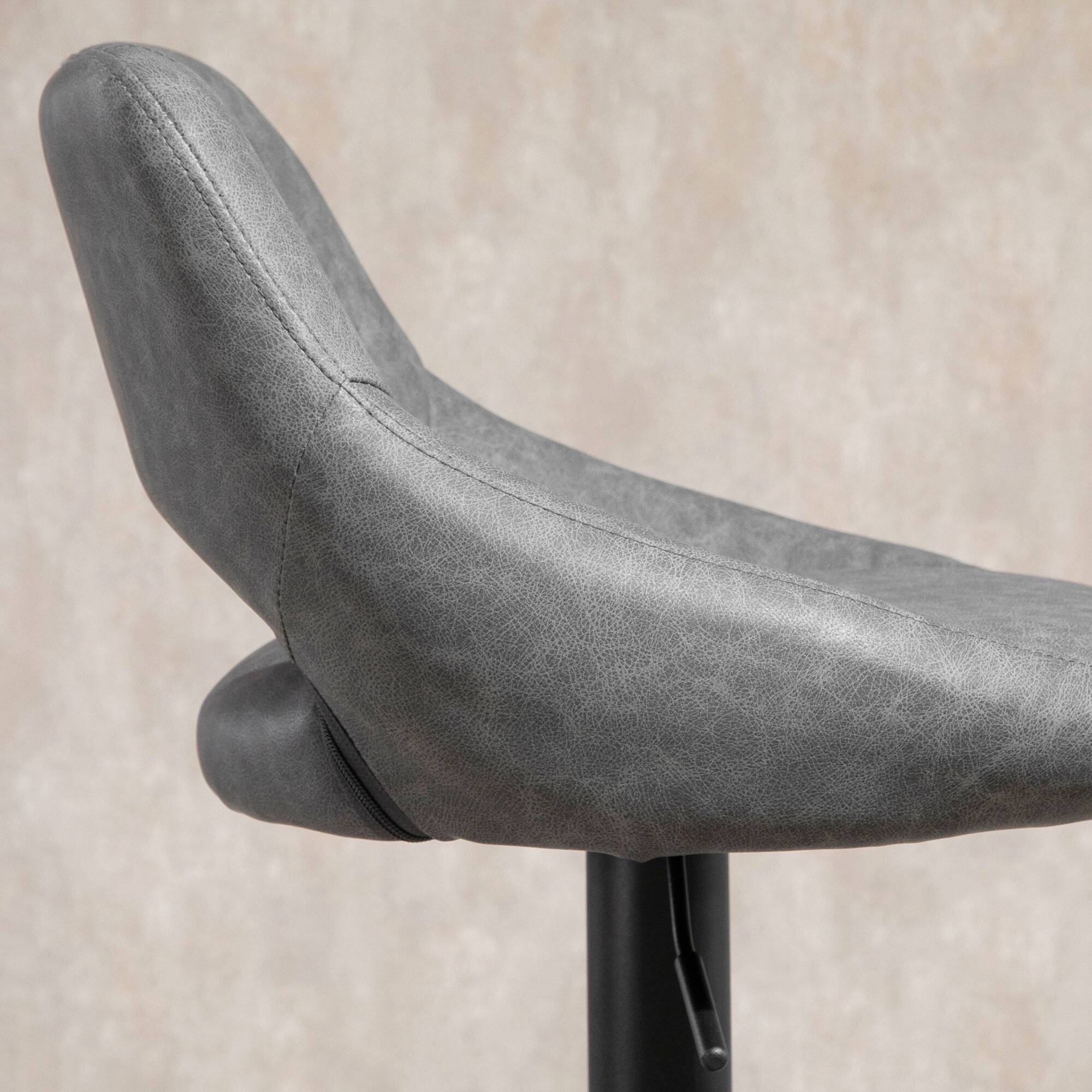 Alt View 8. Homcom - Bar Stools Set of 2, Swivel Bar Height Barstools Chairs with Adjustable Height, Round Heavy Metal Base, and Footrest - gray.