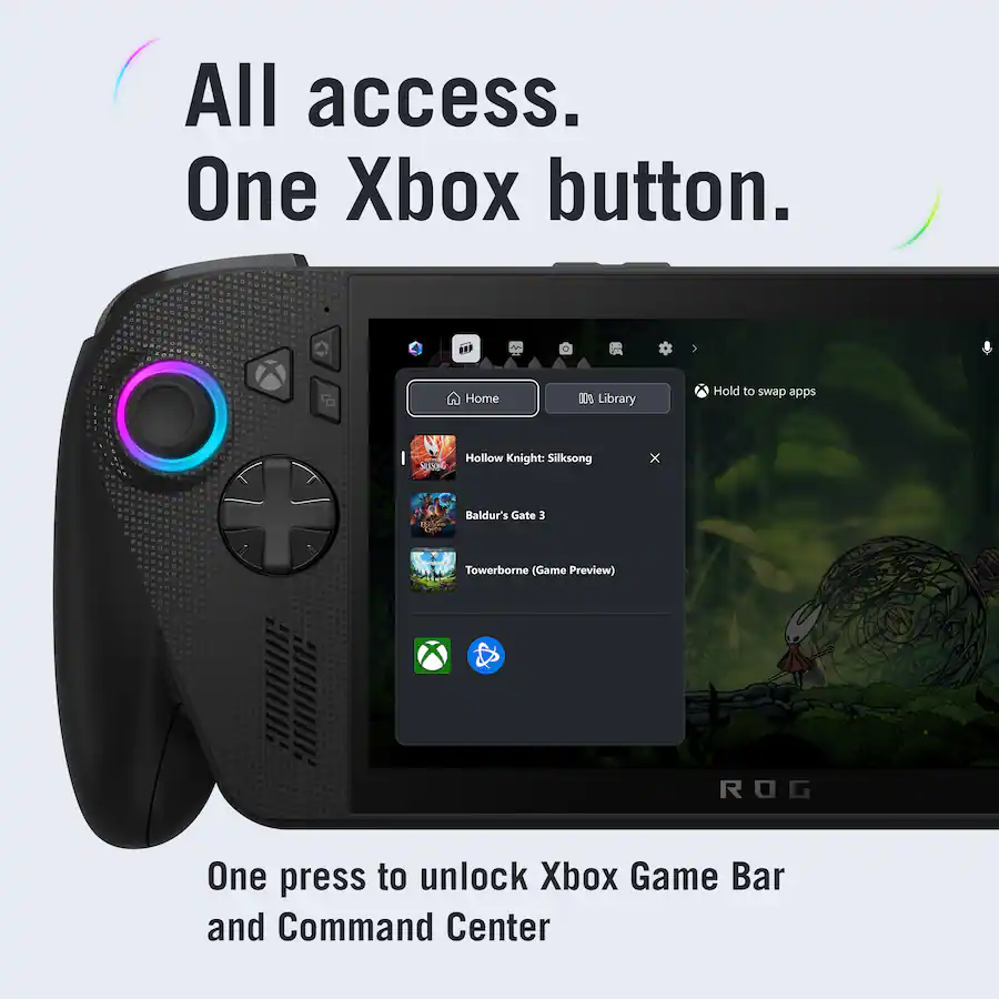 All access.
One Xbox button.
One press to unlock Xbox Game Bar and Command Center