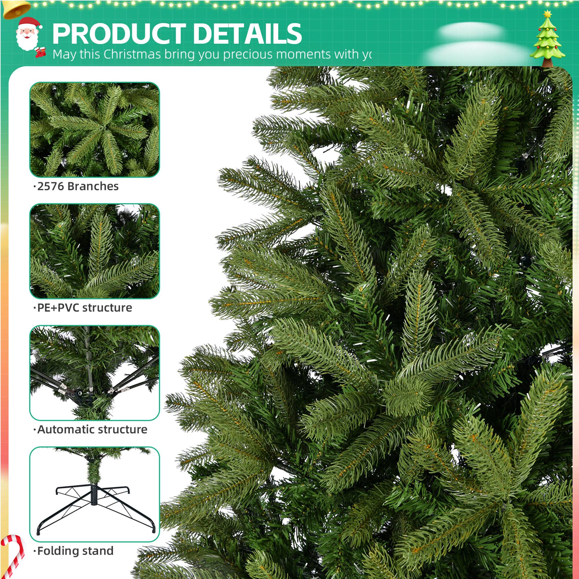 PRODUCT DETAILS  
May this Christmas bring you precious moments with you  

- 2576 Branches  
- PE+PVC structure  
- Automatic structure  
- Folding stand