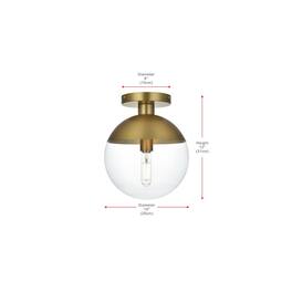 Living District - Eclipse 10 Inch Flush Mount Ceiling Light Clear Shade in Chrome - Satin Gold And Clear