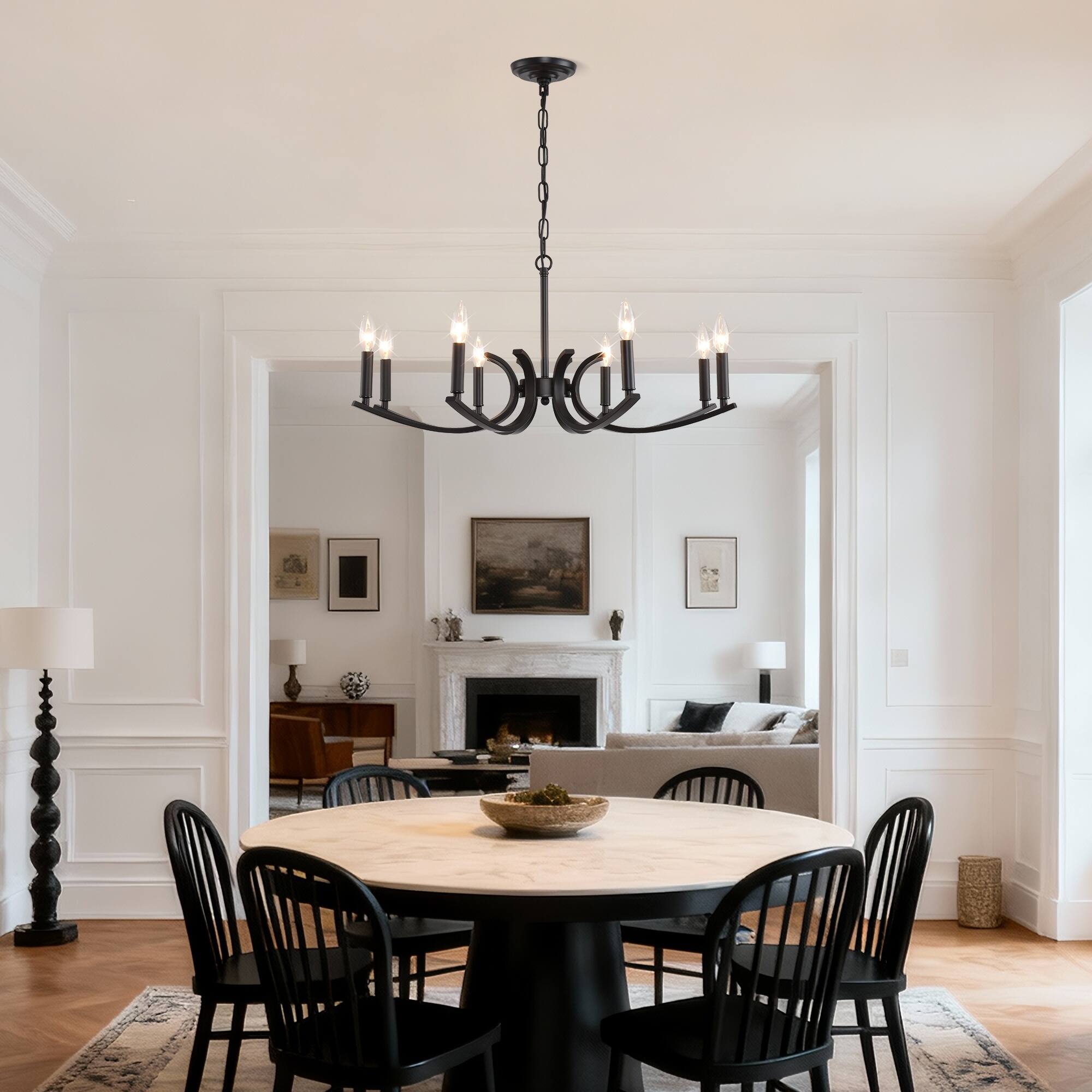 Alt View 3. Boyel Living - 8 Light Farmhouse Chandelier Black Metal Chandeliers Light Fixtures Industrial for High Ceiling.