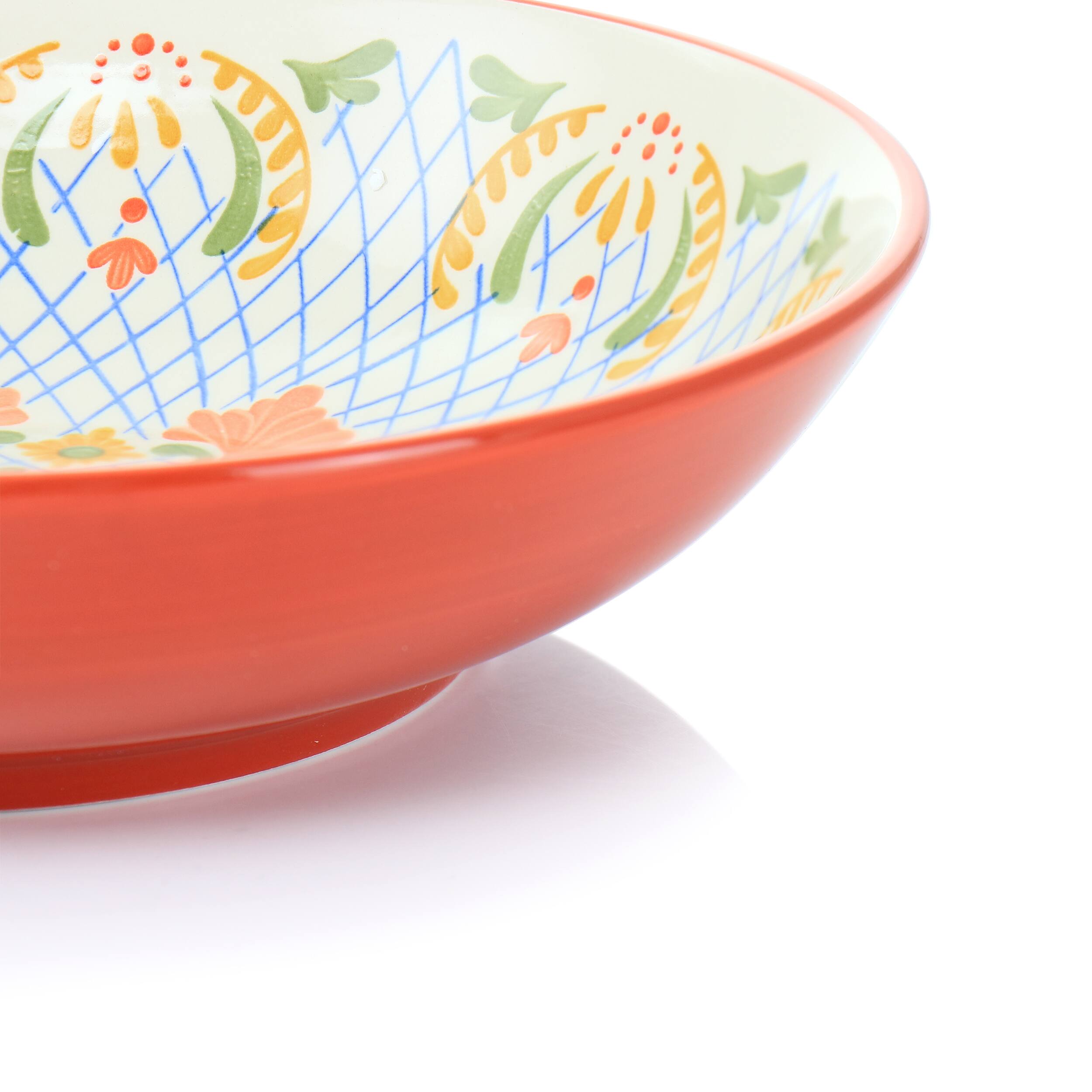 Alt View 3. Gibson - Laurie Gates California Designs Tierra 10.5 Inch Hand Painted Stoneware Pasta Bowl in Red - Assorted.