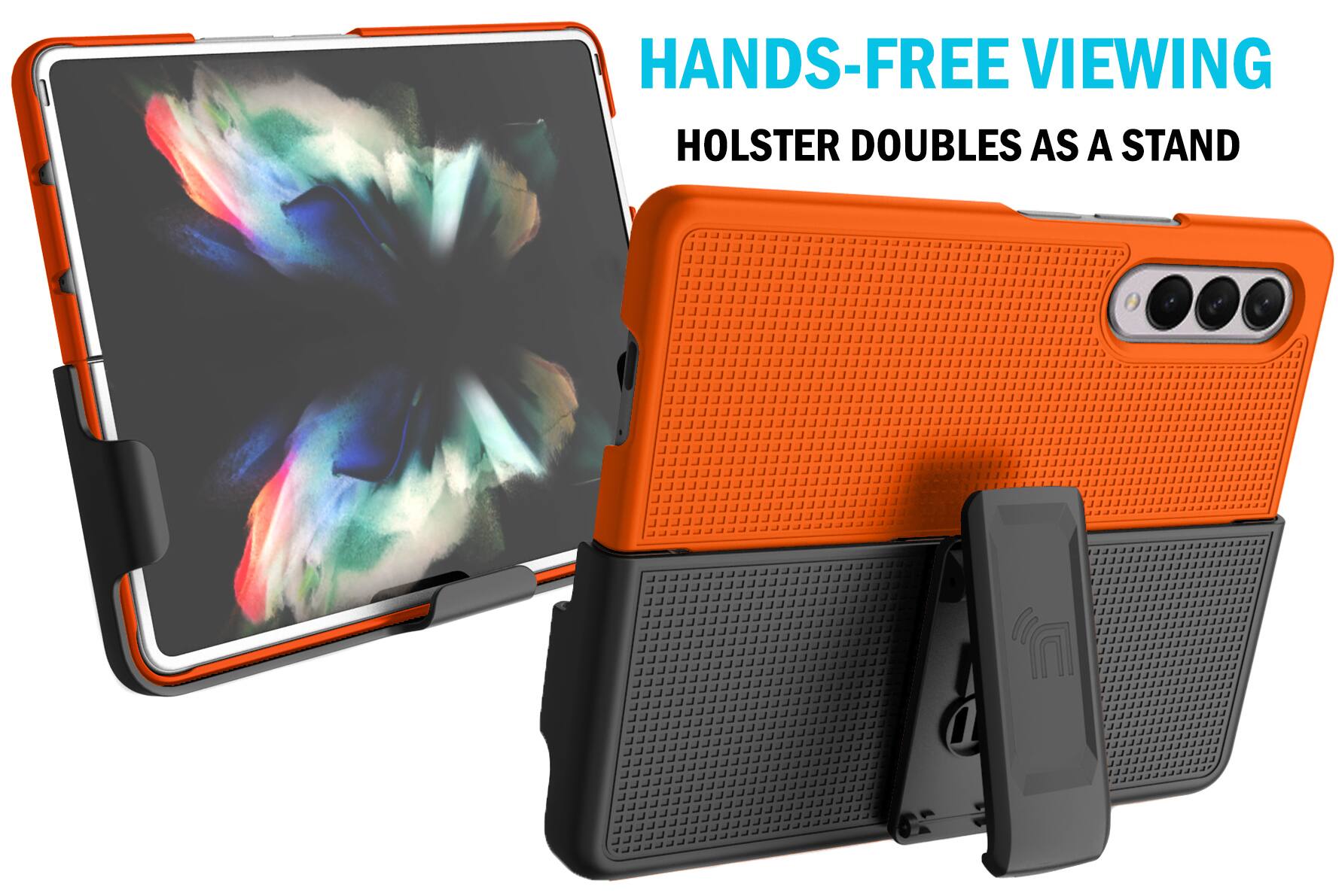 HANDS-FREE VIEWING HOLSTER DOUBLES AS A STAND