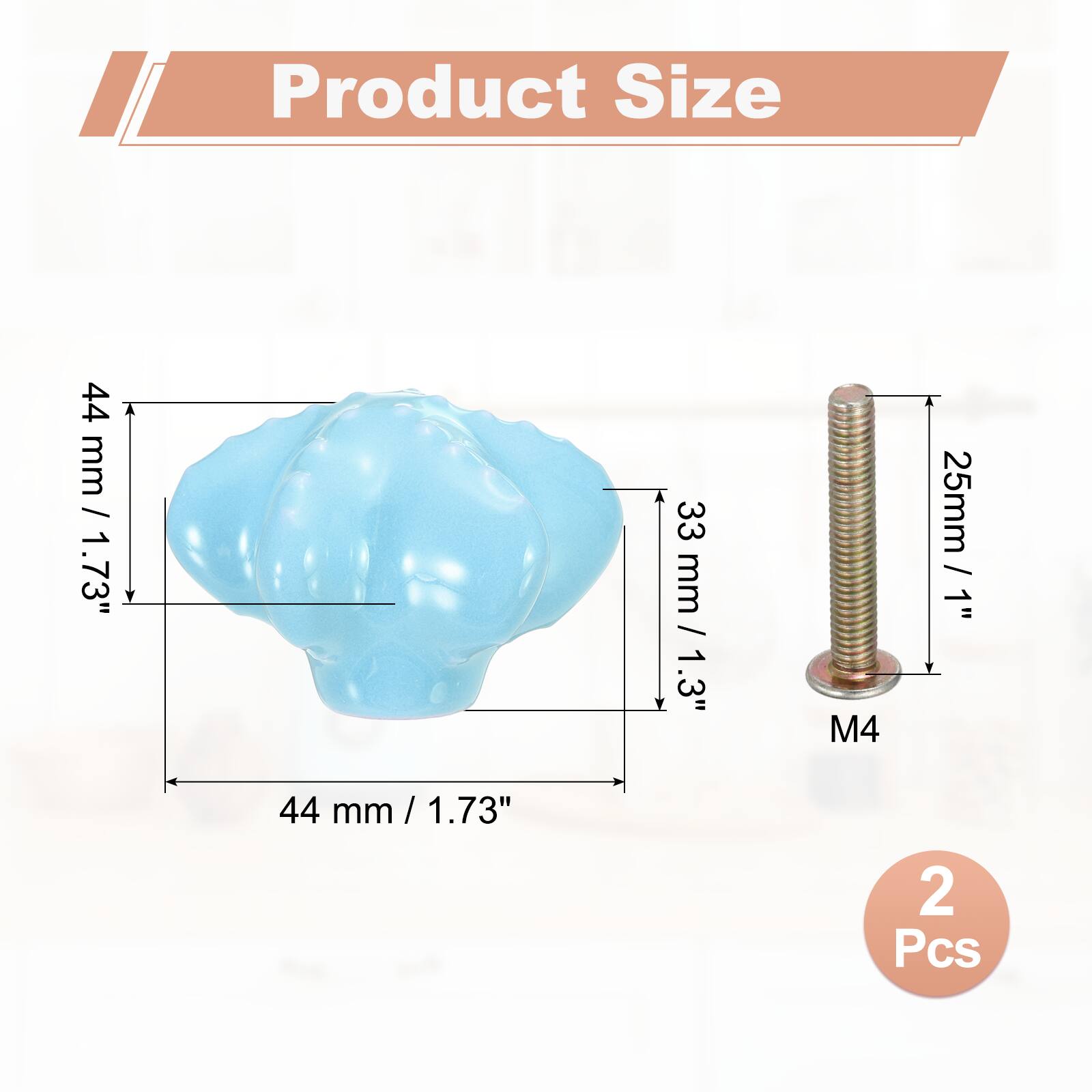 Product Size

44 mm / 1.73"  
33 mm / 1.3"  
25 mm / 1"  
M4  
2 Pcs