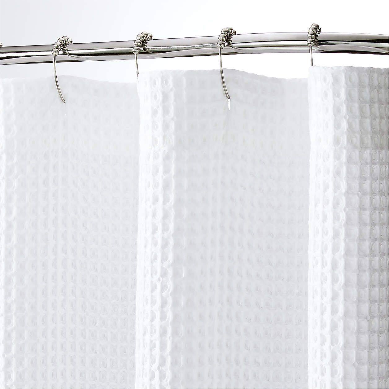 Angle. Kate Aurora - Hotel Collection Premium Waffle Weave Fabric Shower Curtain by Kate Aurora - White - White.