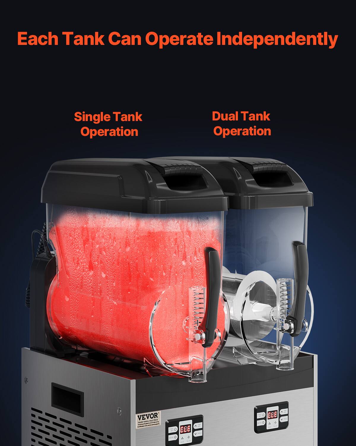 Each Tank Can Operate Independently

Single Tank Operation

Dual Tank Operation

VEVOR WJ - - - LIVE ML - Lester -

888 1 +1+ - -

888 Y +
