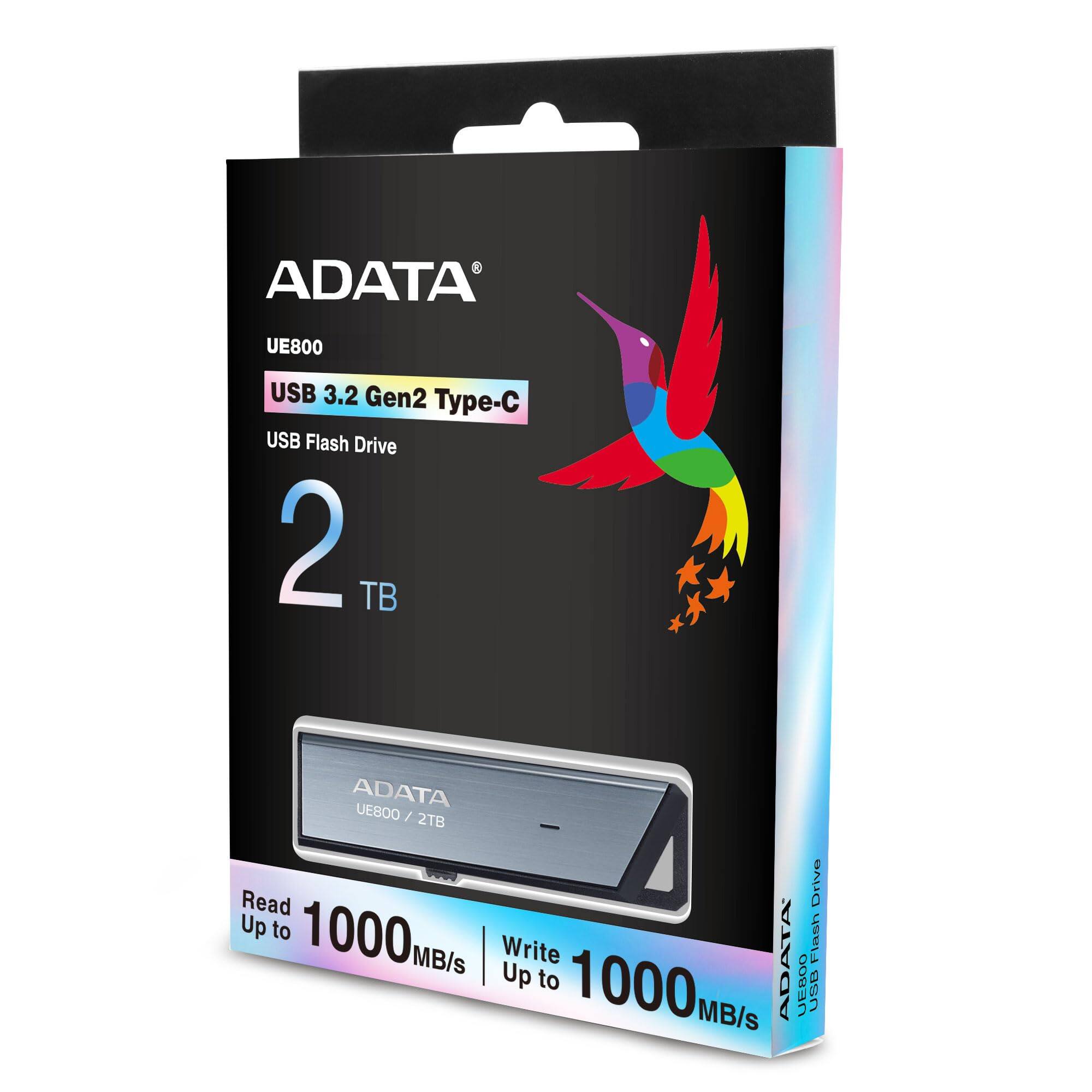 ADATA UE800 USB 3.2 Gen2 Type-C USB Flash Drive 2 TB  
ADATA UE800 / 2TB  
Read Up to 1000 MB/s  
Write Up to 1000 MB/s