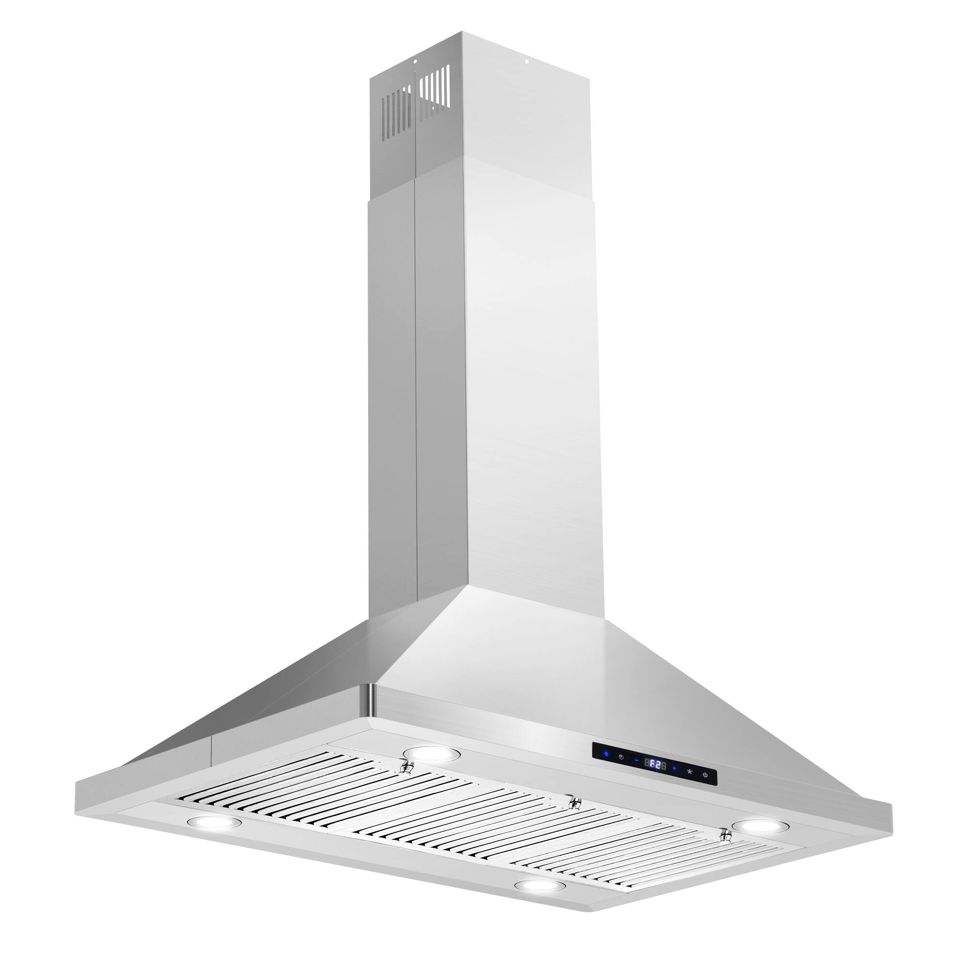 Alt View 2. COSMO - COS-63ISS90 36 in. Lumin Collection 380 CFM Ducted Island Range Hood, Soft Touch Controls, LED Lights - Stainless Steel.