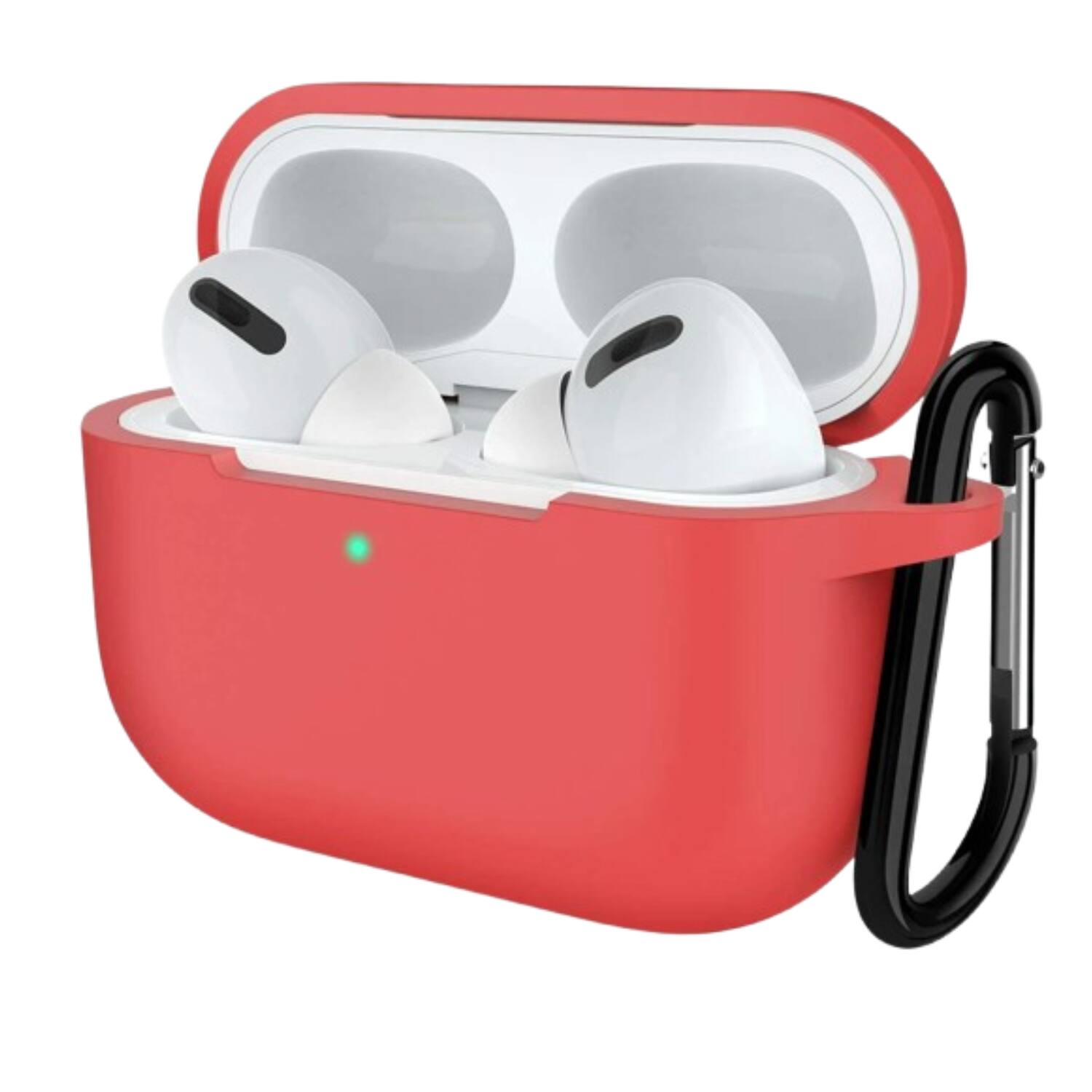 Front. Stock Preferred - Silicone Protective Case Shockproof Cover for AirPods Pro with Keychain Red - Red.