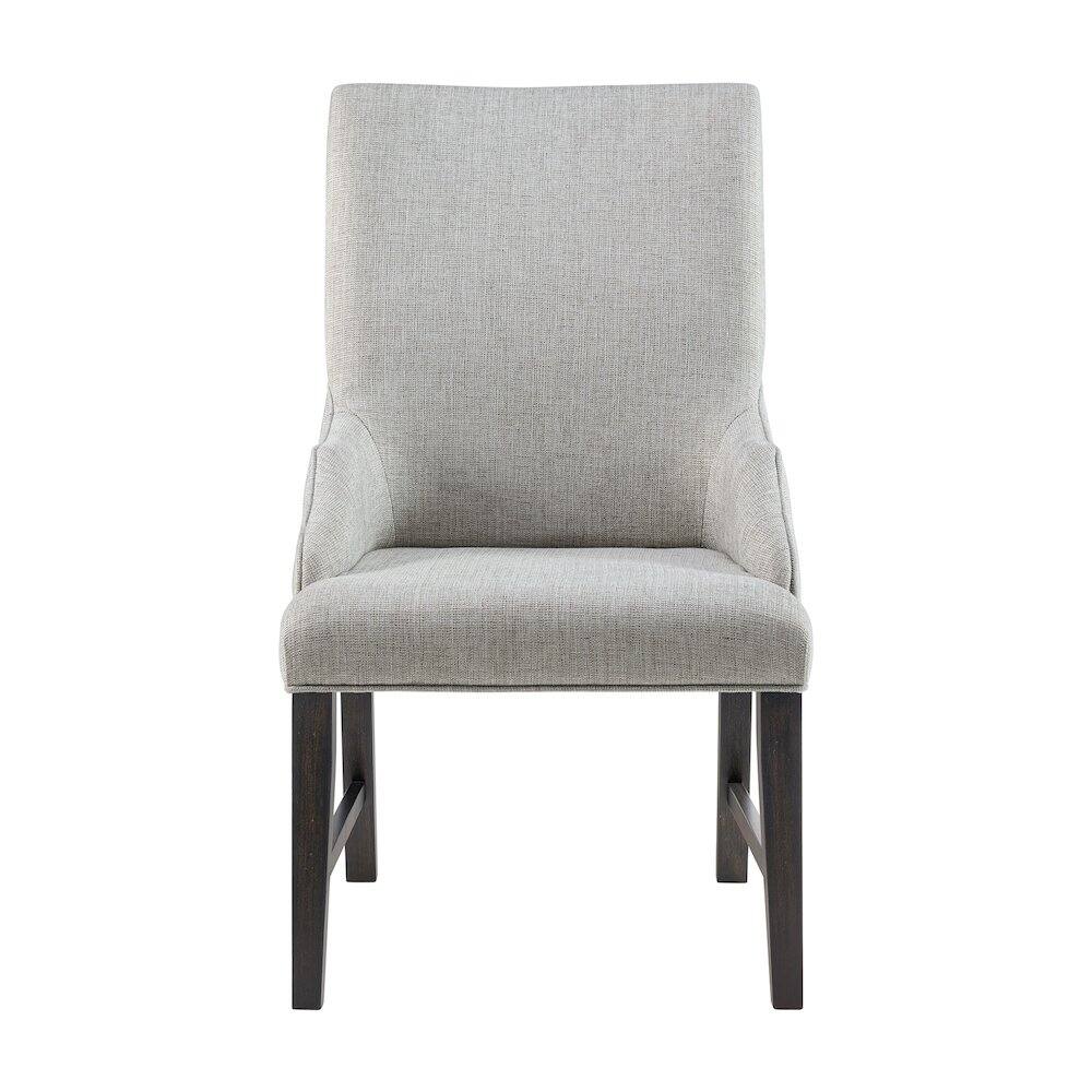 Left. Picket House Furnishings - Johnshaven Dining Host Chair with Light Grey Fabric in Espresso - Espresso.