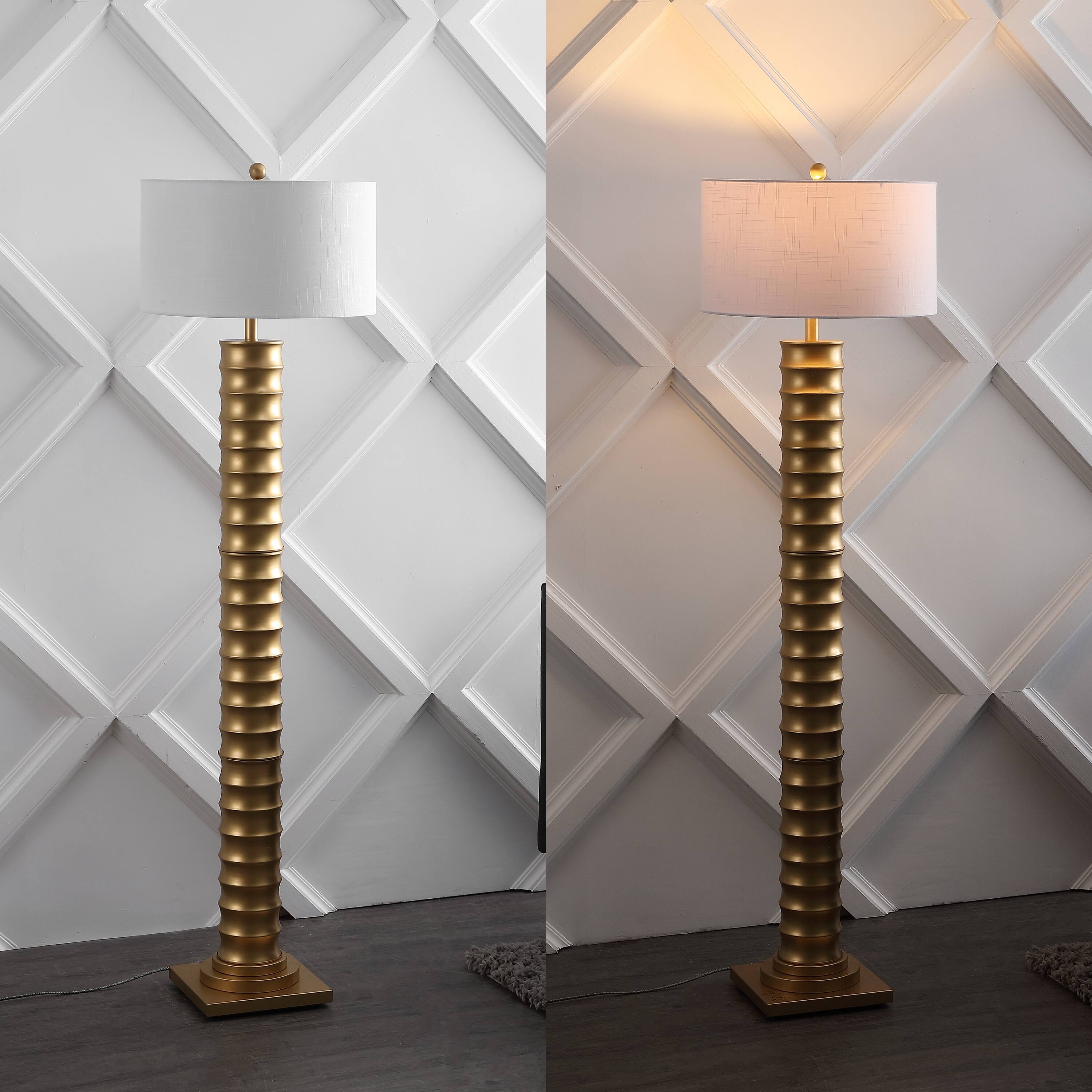 Alt View 3. Jonathan Y - Serena 63" Metal LED Floor Lamp, Gold Painting - Gold Painting.