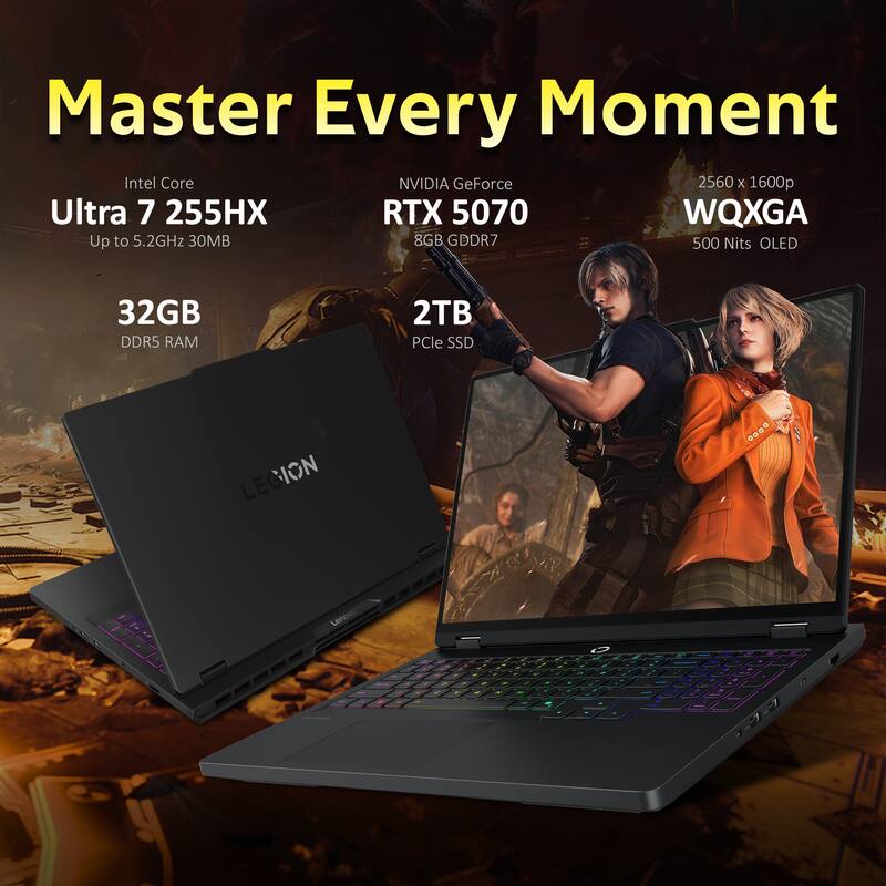Master Every Moment  
Intel Core Ultra 7 255HX  
Up to 5.2GHz 30MB  
NVIDIA GeForce RTX 5070  
8GB GDDR7  
32GB DDR5 RAM  
2TB PCIe SSD  
2560 x 1600p WQXGA  
500 Nits OLED
