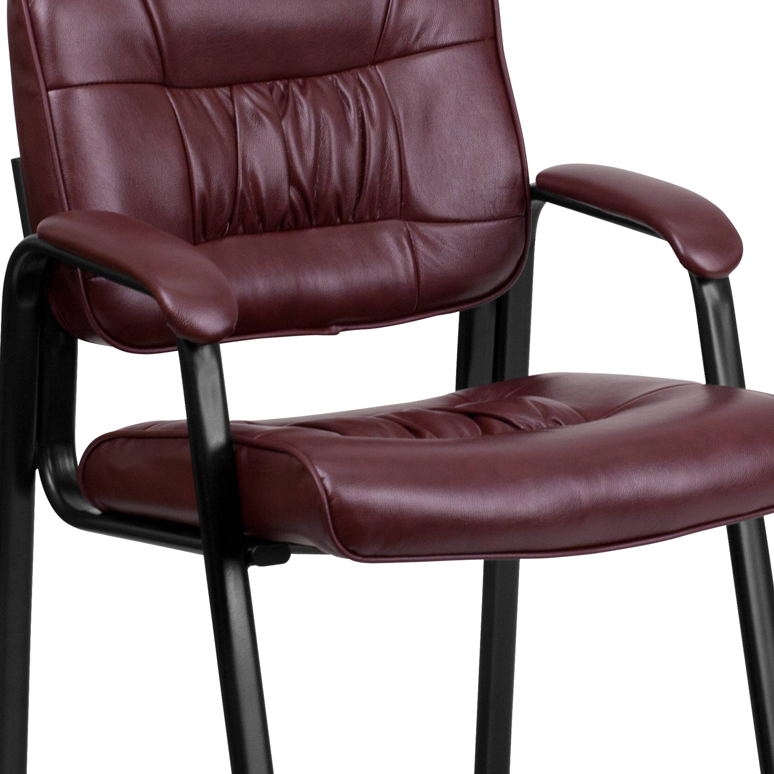 Alt View 9. Emma + Oliver - Faux Leather Executive Reception Chair with Powder Coated Frame - Burgundy LeatherSoft/Black Frame.