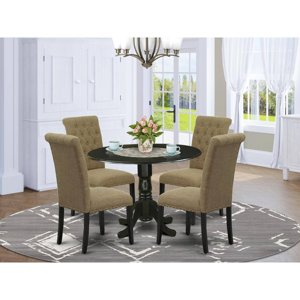 Left. East West Furniture - Dining Room Set Black - Black.