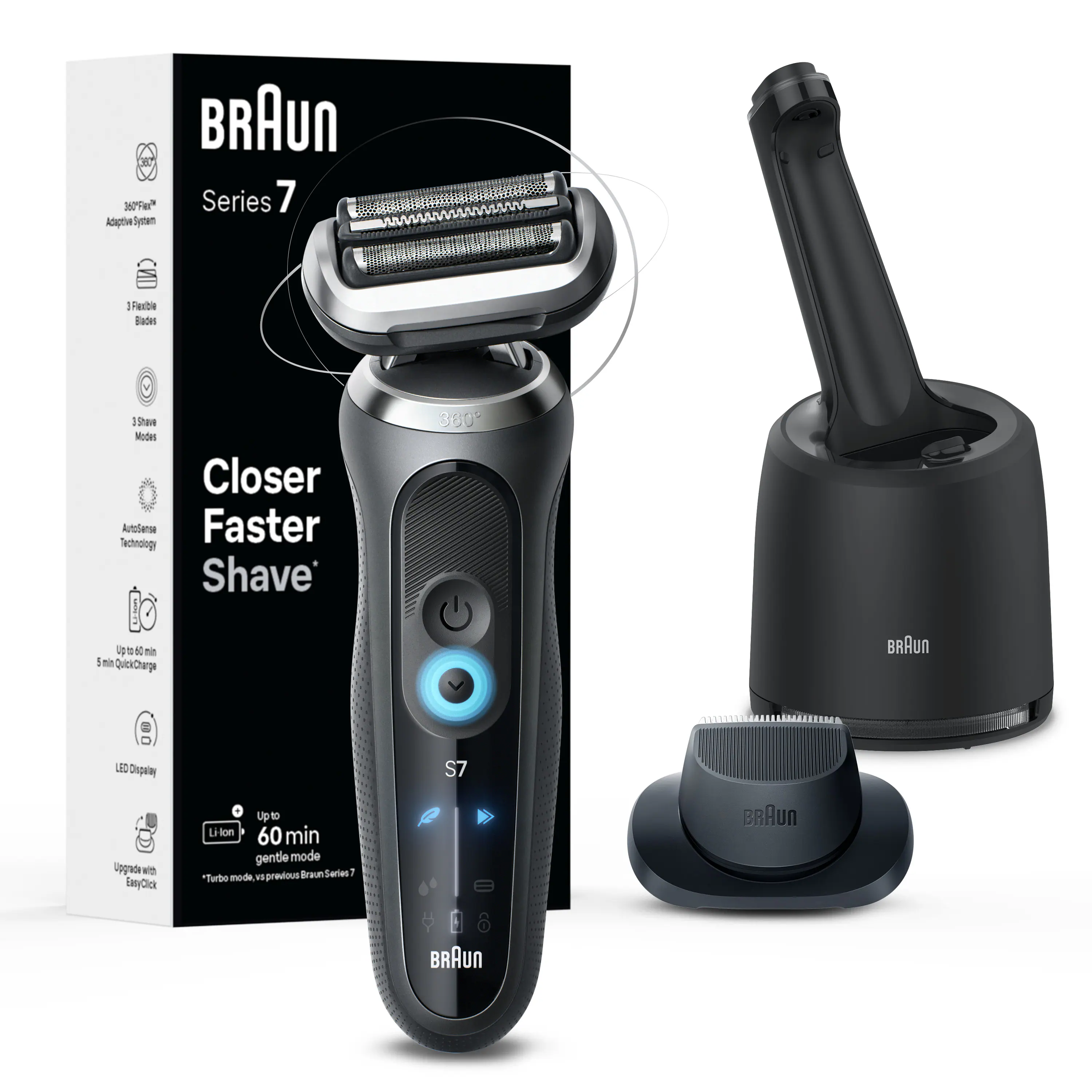 Alt View 11. Braun - Series 7 Wet/Dry Electric Shaver with Smart Center - Grey.