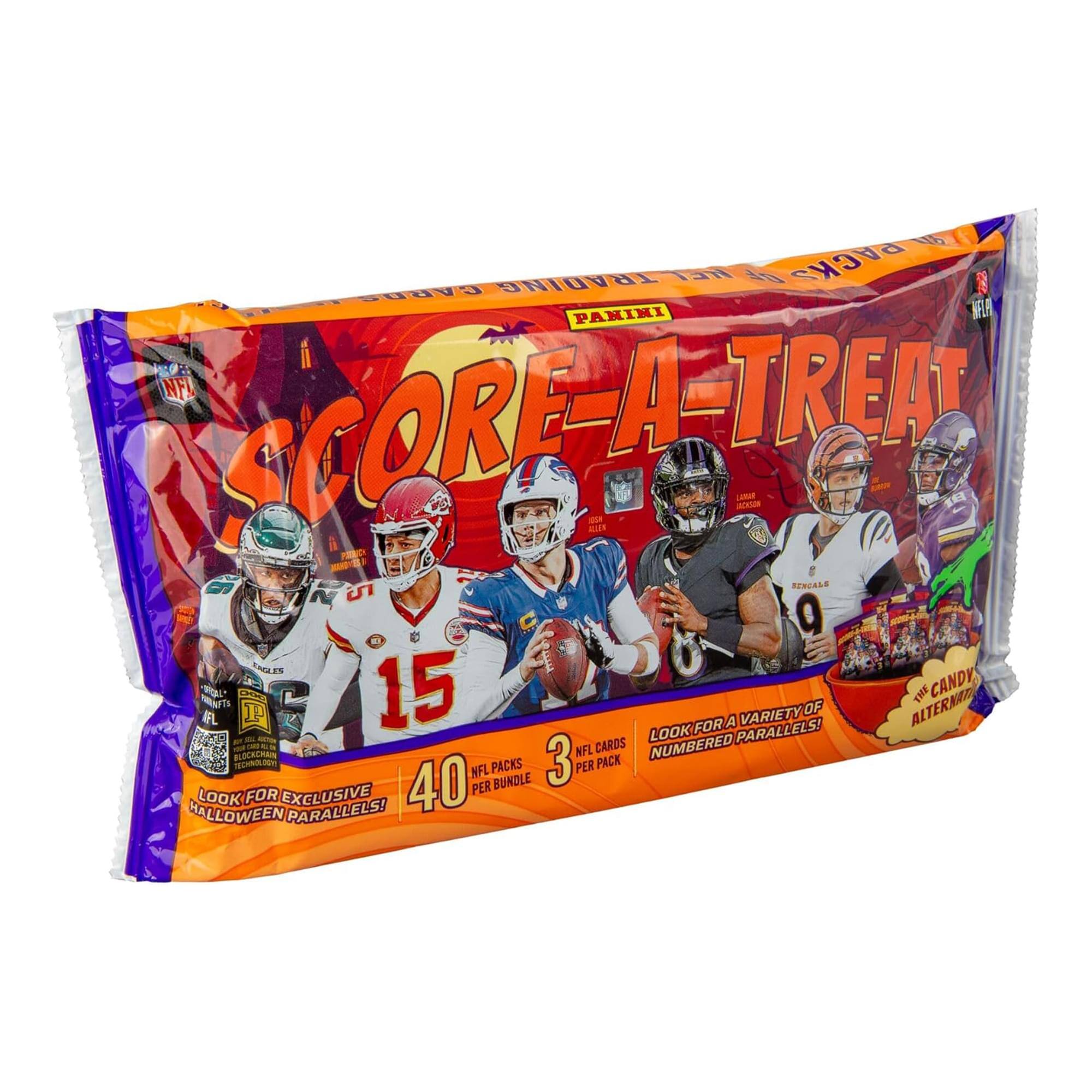 1 TRADING NLEI Ag PACKS GARD PANINI NFL SCORE-A-TREAT m1 - 2020 - FO S D SENCALS 5 9 15 RNE CANDY MS OF ALTERNA IFL 1 A VARIETY LOOK FOR PARALLELS! - NFL CARDS NUMBERED BUBCRCHANN 3 PACK n_ PACKS PER NFL 40 PER BUNDLE LOOK FOR EXCLUSIVE HALLOWEEN PARALLELS!