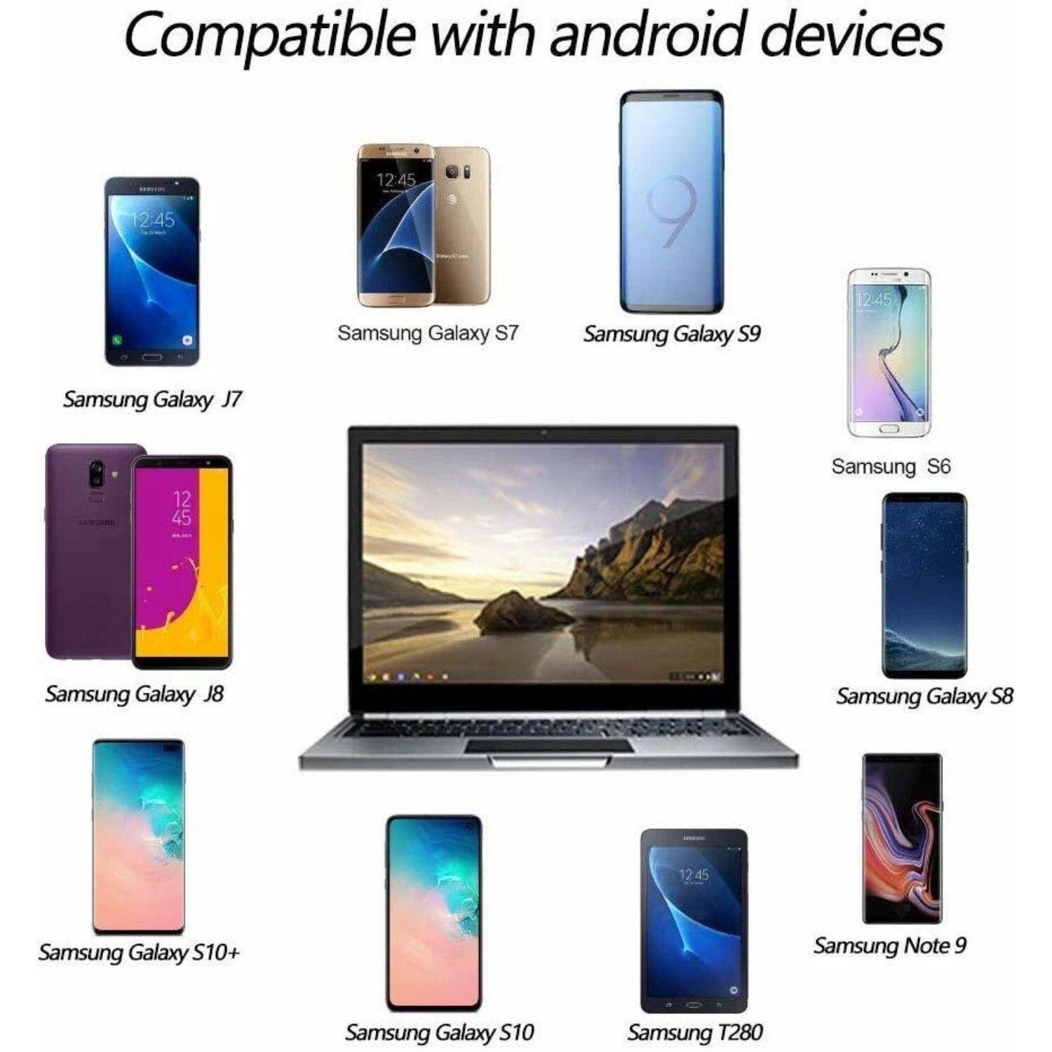 Compatible with android devices

- Samsung Galaxy J7
- Samsung Galaxy S7
- Samsung Galaxy S9
- Samsung Galaxy J8
- Samsung Galaxy S6
- Samsung Galaxy S8
- Samsung Galaxy S10+
- Samsung Galaxy S10
- Samsung Note 9
- Samsung T280