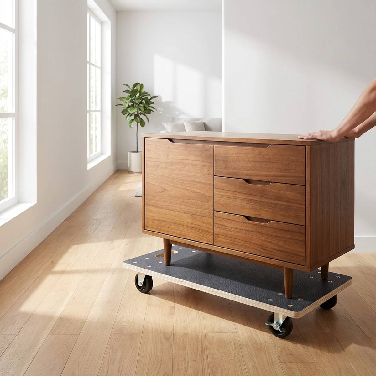 Alt View 4. Ropilly - Ropilly Heavy Duty Furniture Moving Dolly, Plywood Furniture Dolly 2 Pack with Swivel Casters for Appliances - Black.