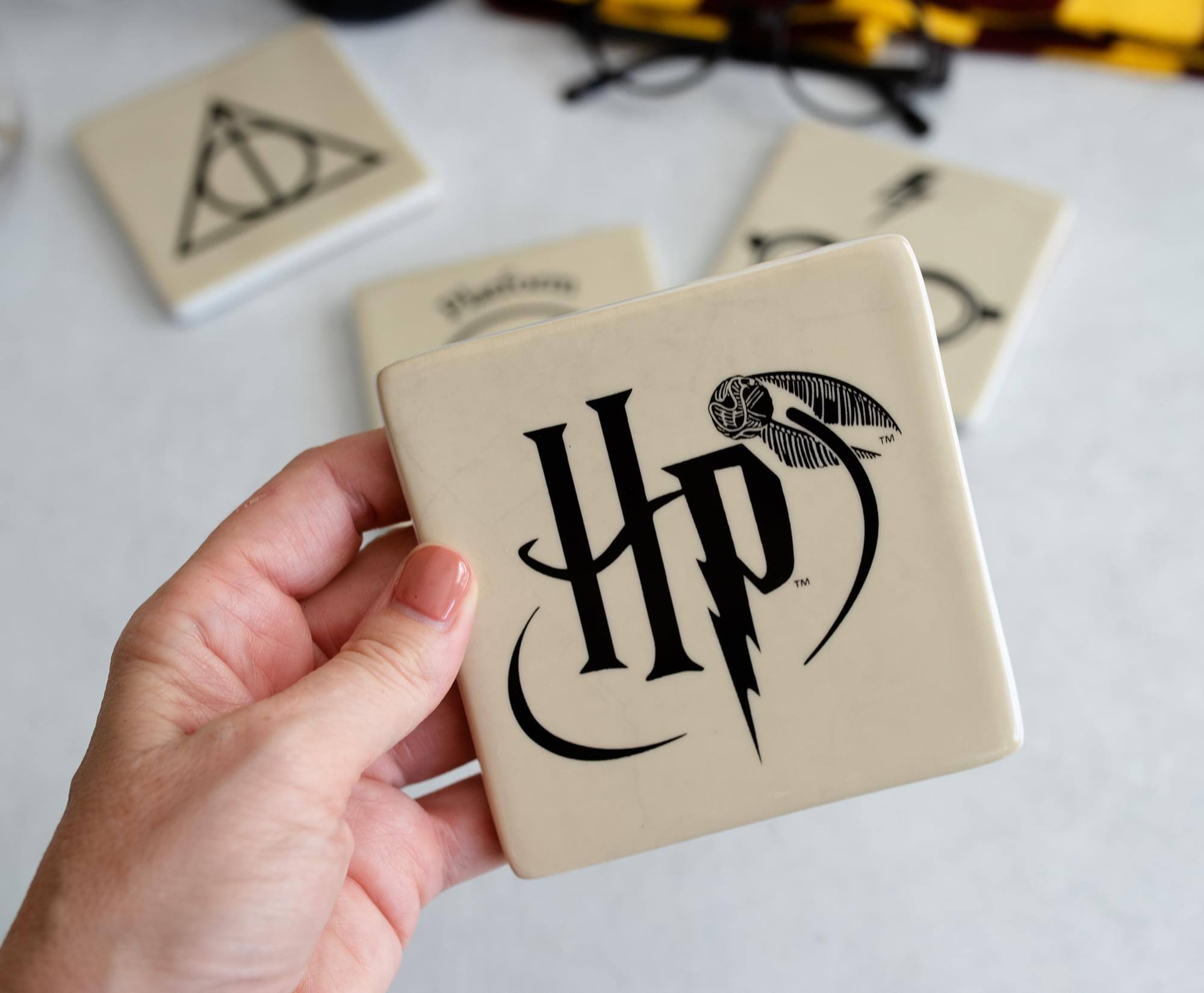 Alt View 10. Harry Potter - Harry Potter Icons Ceramic Square Drink Coasters | Set of 4 - White.