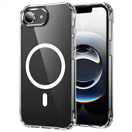 Alpha Digital - Full Protective iPhone 17e PLUS Case w/ Magnetic Rotatable Ring Stand- Soft Flex-360 shockproof - Clear