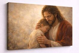 FC Design - Large Tender Sacred Embrace Canvas 24x36" Ready-to-Hang Religious Art Painting Home Wall Decor - MultiColor