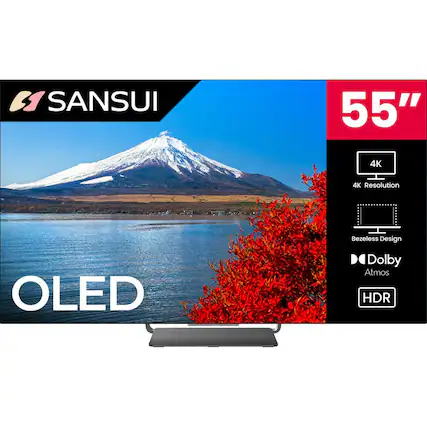 SANSUI 55" 4K OLED TV
4K Resolution
Bezel-less Design
Dolby Atmos
HDR