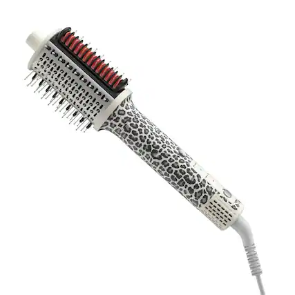 Front. Ellena - Ellena E1 2-in-1 Hot Air Styler, Blow Dryer & Straightening Brush - Leopard.