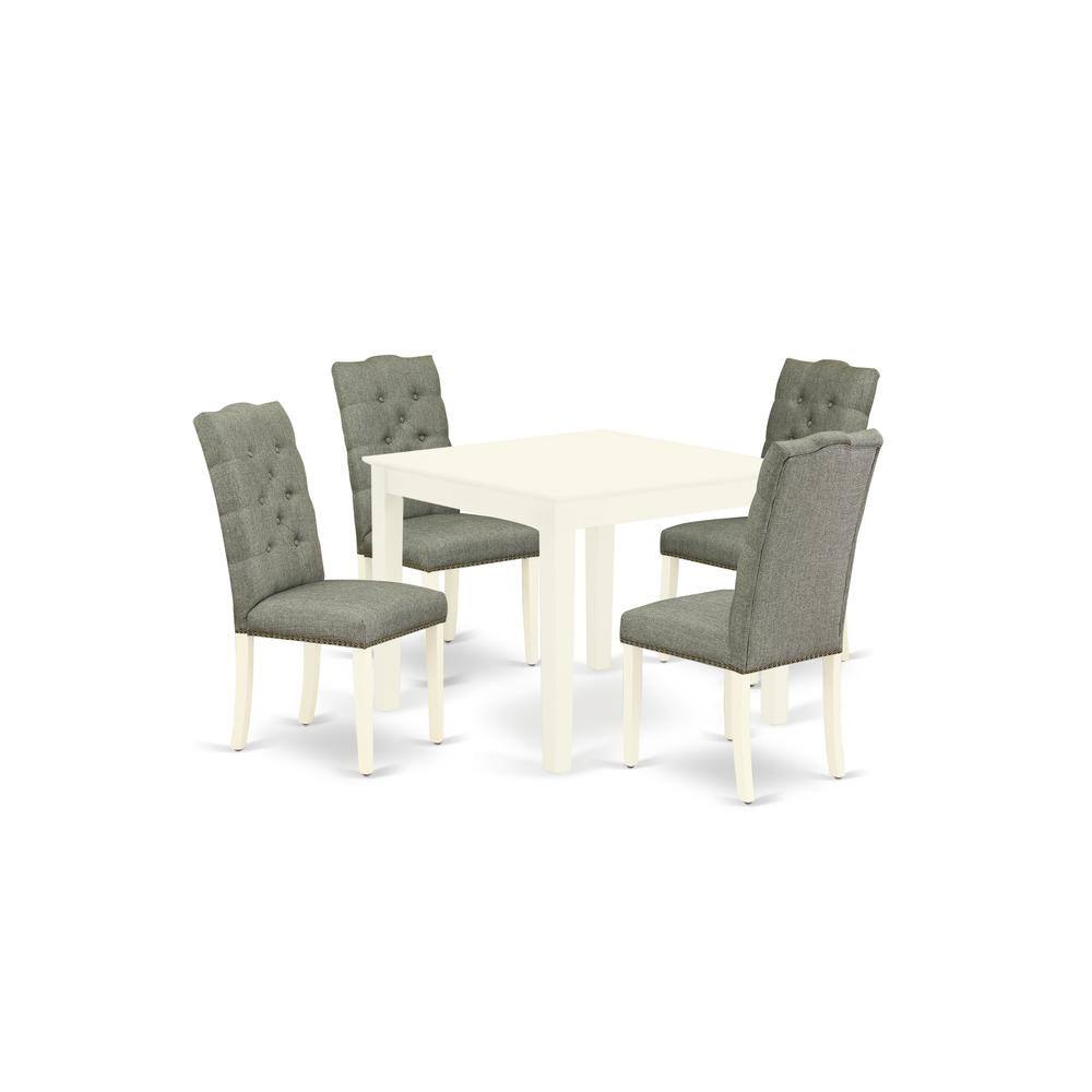 Back. East West Furniture - Dining Room Set Linen White - Brown.