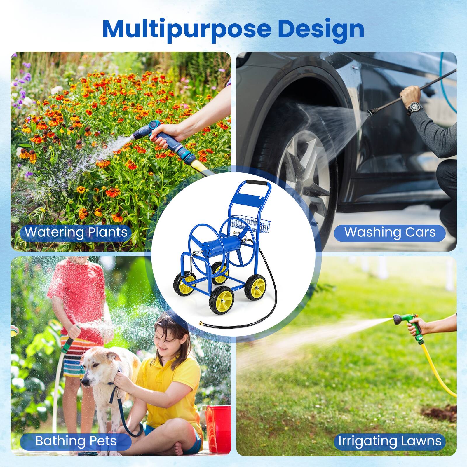 Multipurpose Design  
- Watering Plants  
- Washing Cars  
- Bathing Pets  
- Irrigating Lawns
