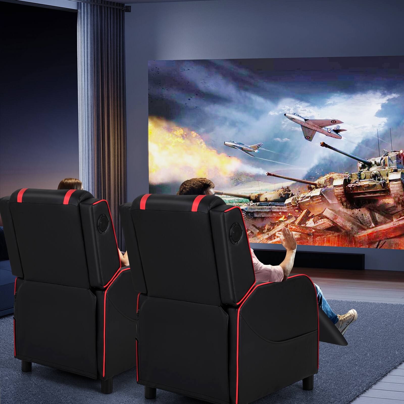 Alt View 12. Costway - Theater Style Massage Gaming Chair - Red and Black.