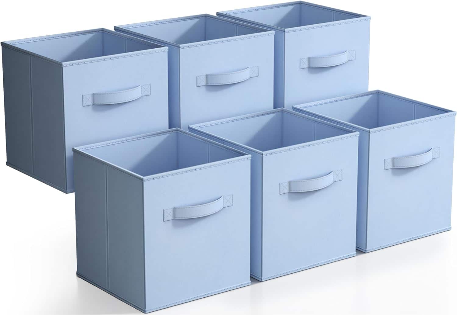 Front. Sorbus - Sorbus Foldable Storage Cubes - 6 Fabric Baskets for Organizing Pantry, Closet, Shelf, Nursery, Playroom, Toy Box, Cubby - Pastel Blue.