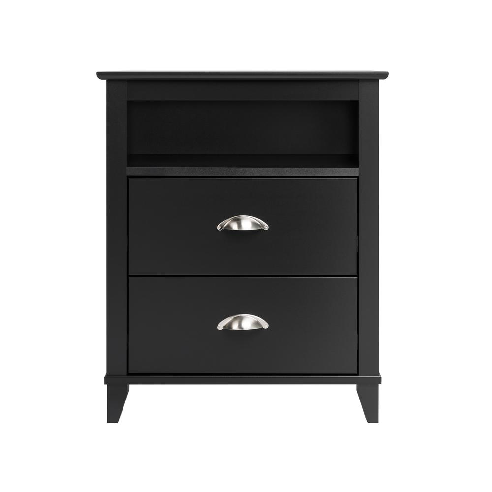 Left. Prepac - Yaletown 2-Drawer Tall Nightstand, Black - Black.