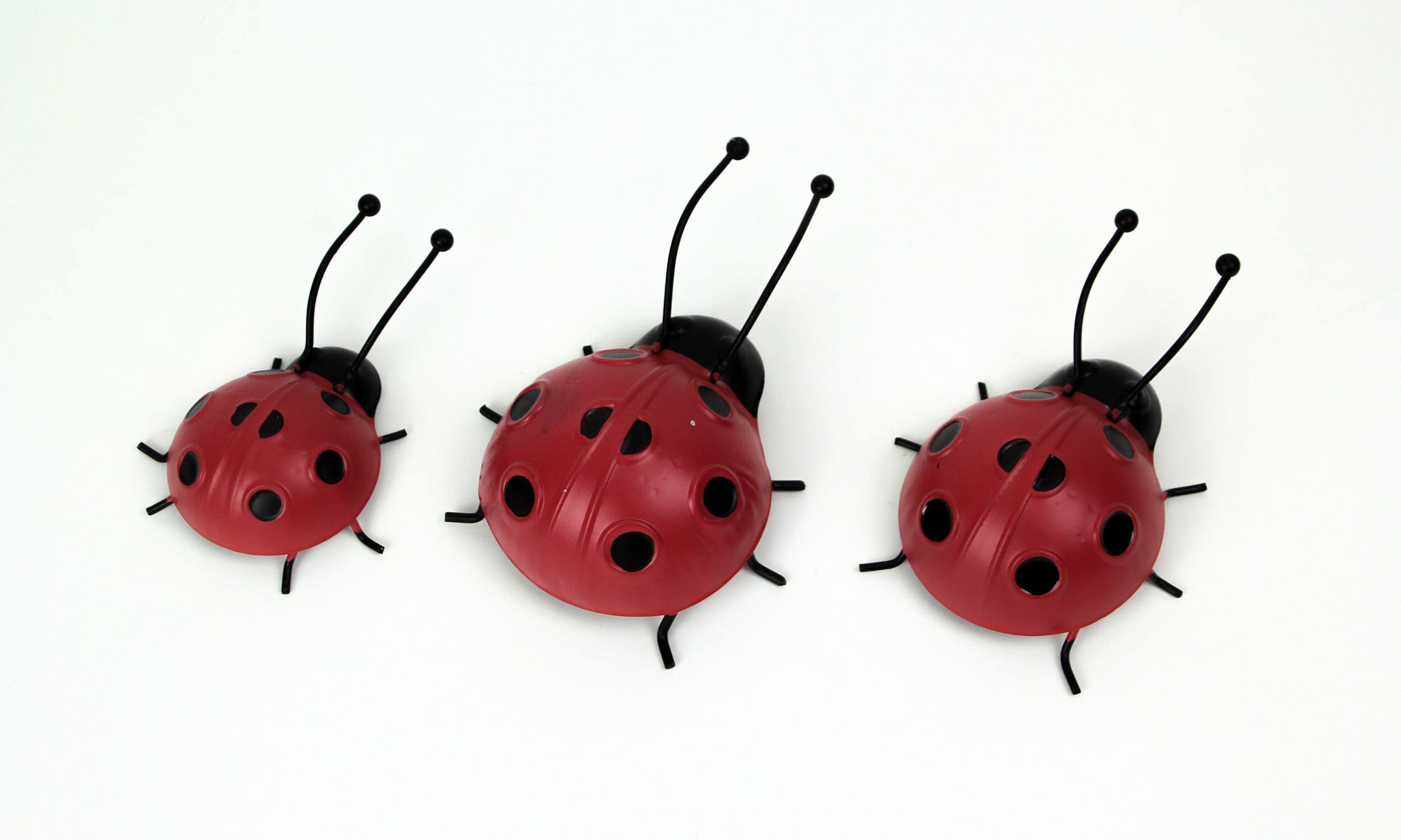Alt View 1. Things2Die4 - Set of 3 Metal Ladybug Art Sculptures Garden Decor Indoor Outdoor Decorations - Multicolored.