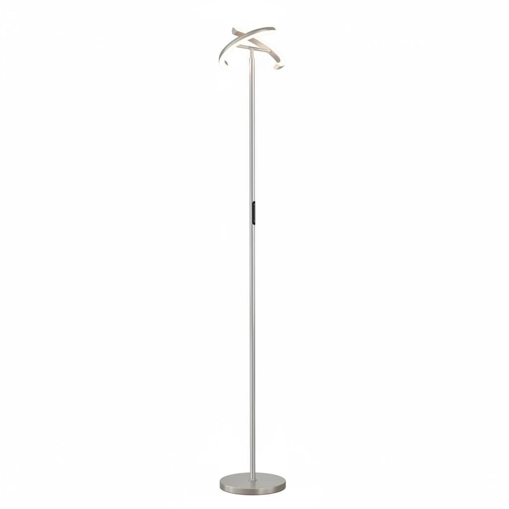 FINEAK - 70" Modern Silver Grey LED Floor Lamp - Tall Standing Lamp with 2 Rotatable Lights | 24W Stepless - Sliver;Gray