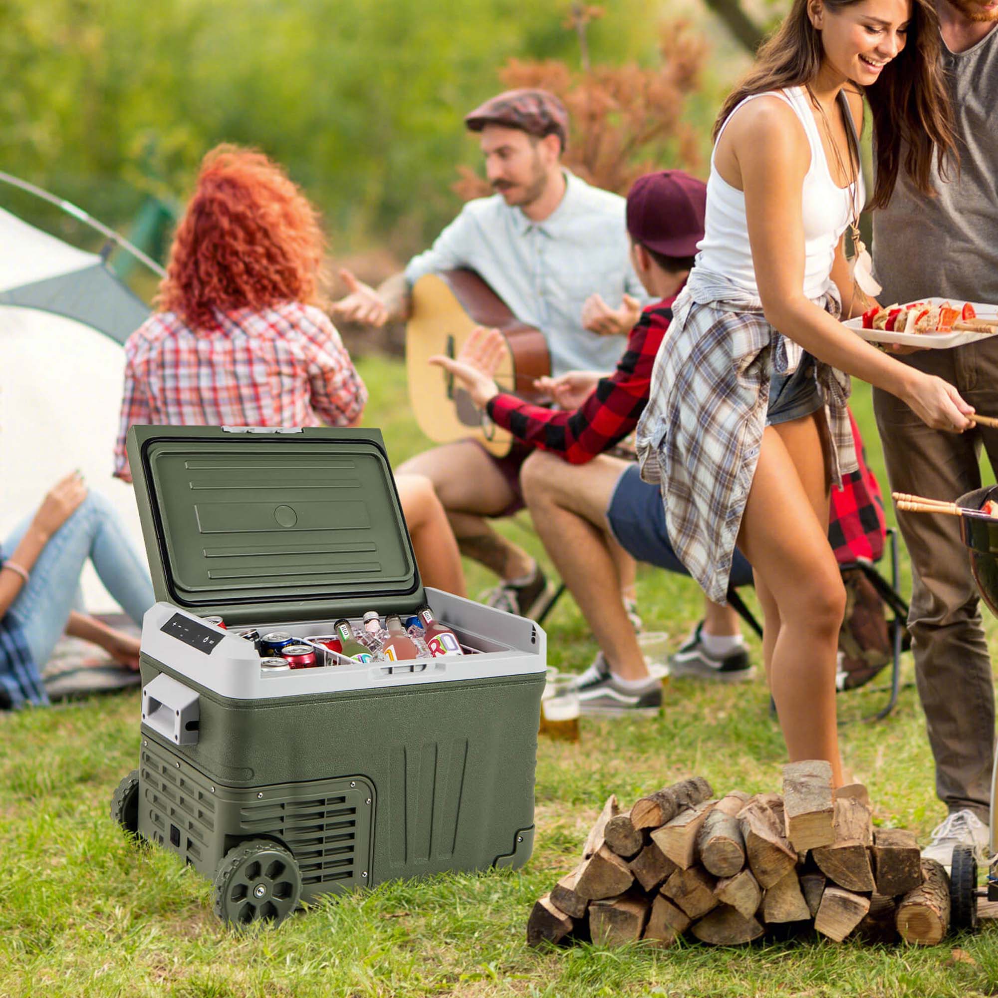 Alt View 1. Costway - Costway 12 Volt Car Refrigerator 37 QT Portable Car Fridge with -4℉~68℉ Adjustable Range - Green.
