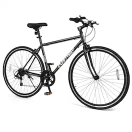 Costway - 6-Speed Cycling Bike with All-terrain Rubber Wheels Dual Brakes Adjustable Saddle - Black