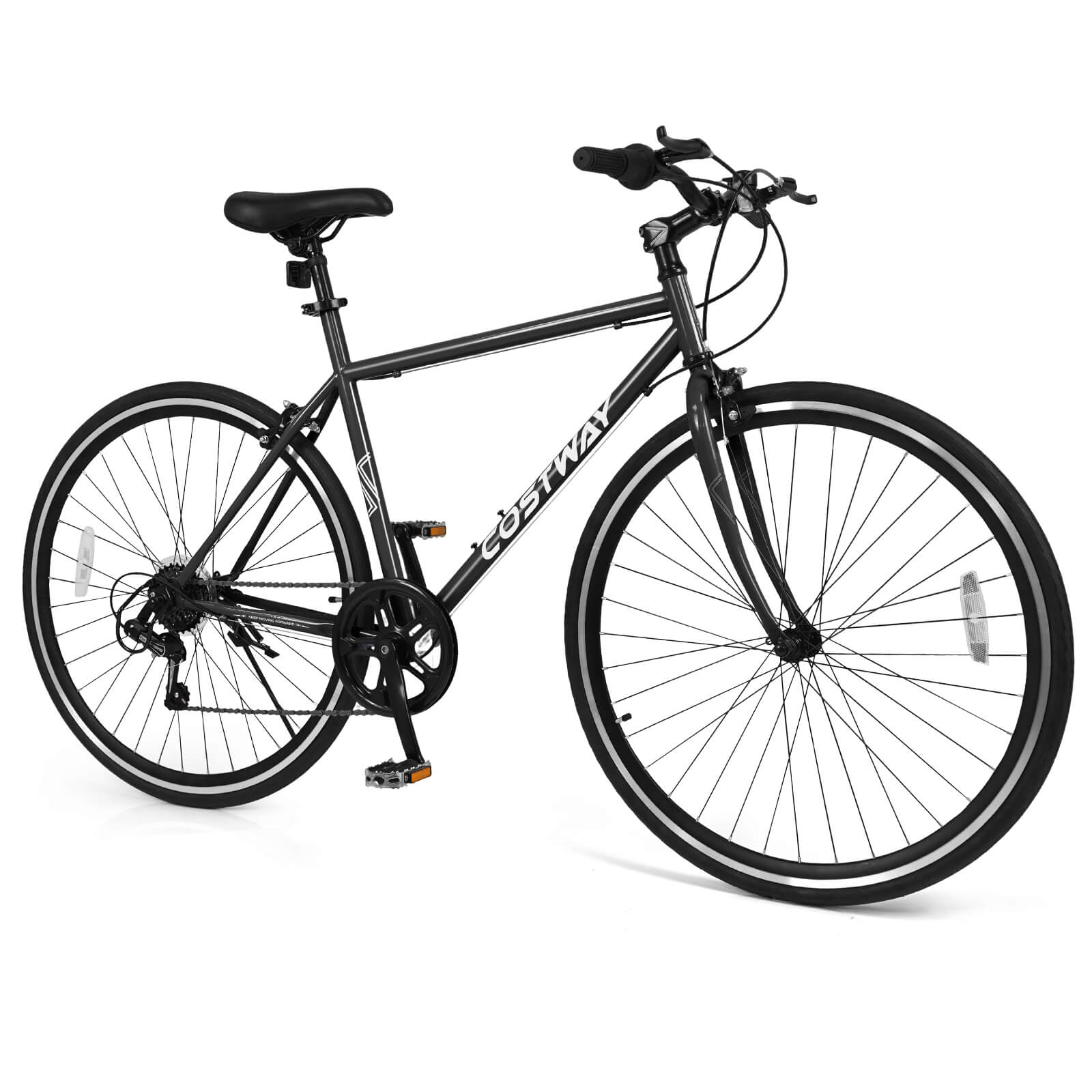 Front. Costway - Costway 6-Speed Cycling Bike with All-terrain Rubber Wheels Dual Brakes Adjustable Saddle - Black.