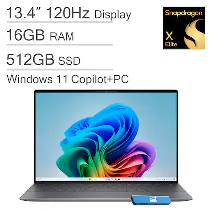 13.4" 120Hz Display
16GB RAM
512GB SSD
Windows 11 Copilot+PC
Snapdragon X Elite
