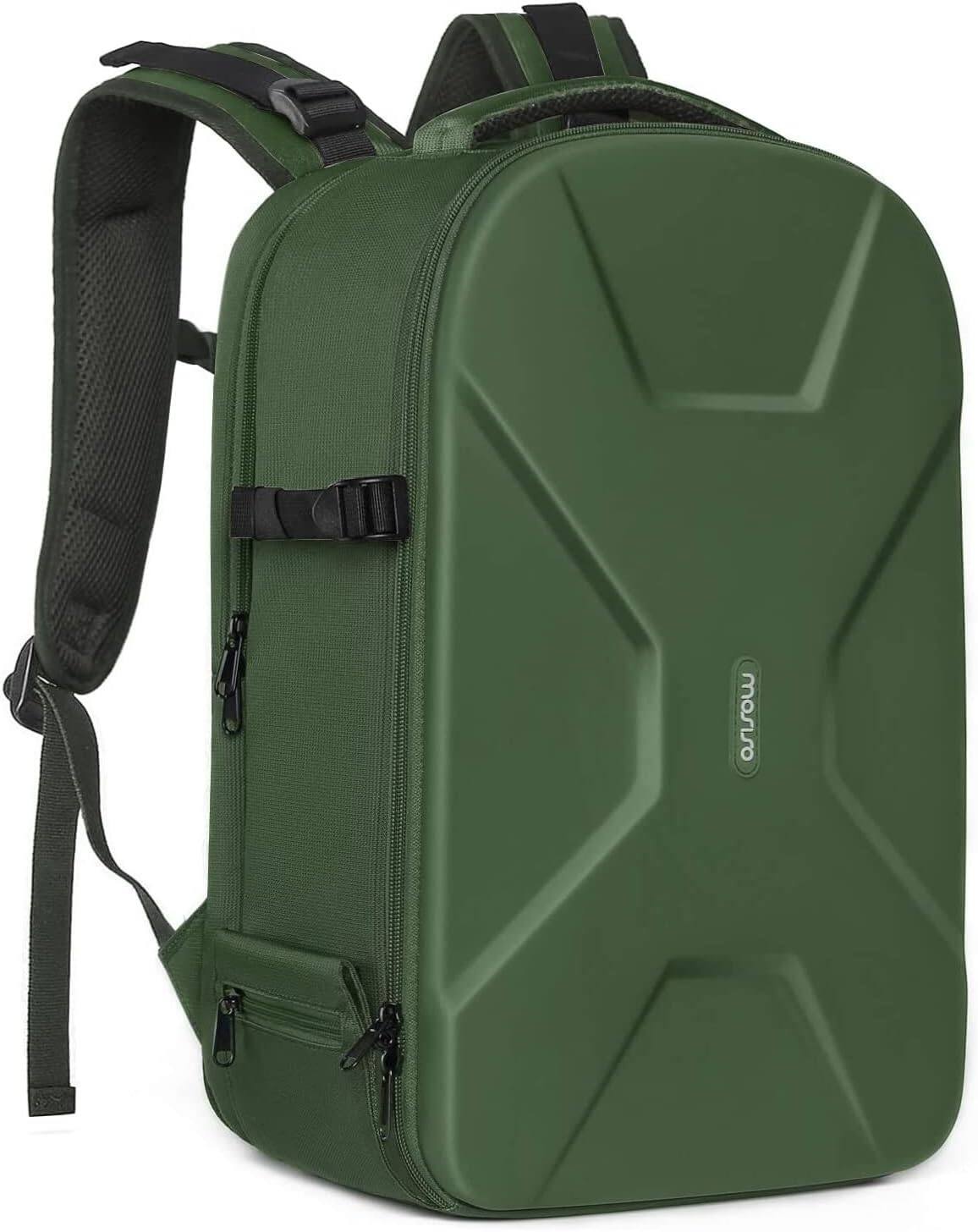 Front. mosiso - Camera Backpack 15-16 inch Waterproof Hardshell Camera Bag with Tripod Holder&Laptop Compartment - Army Green.