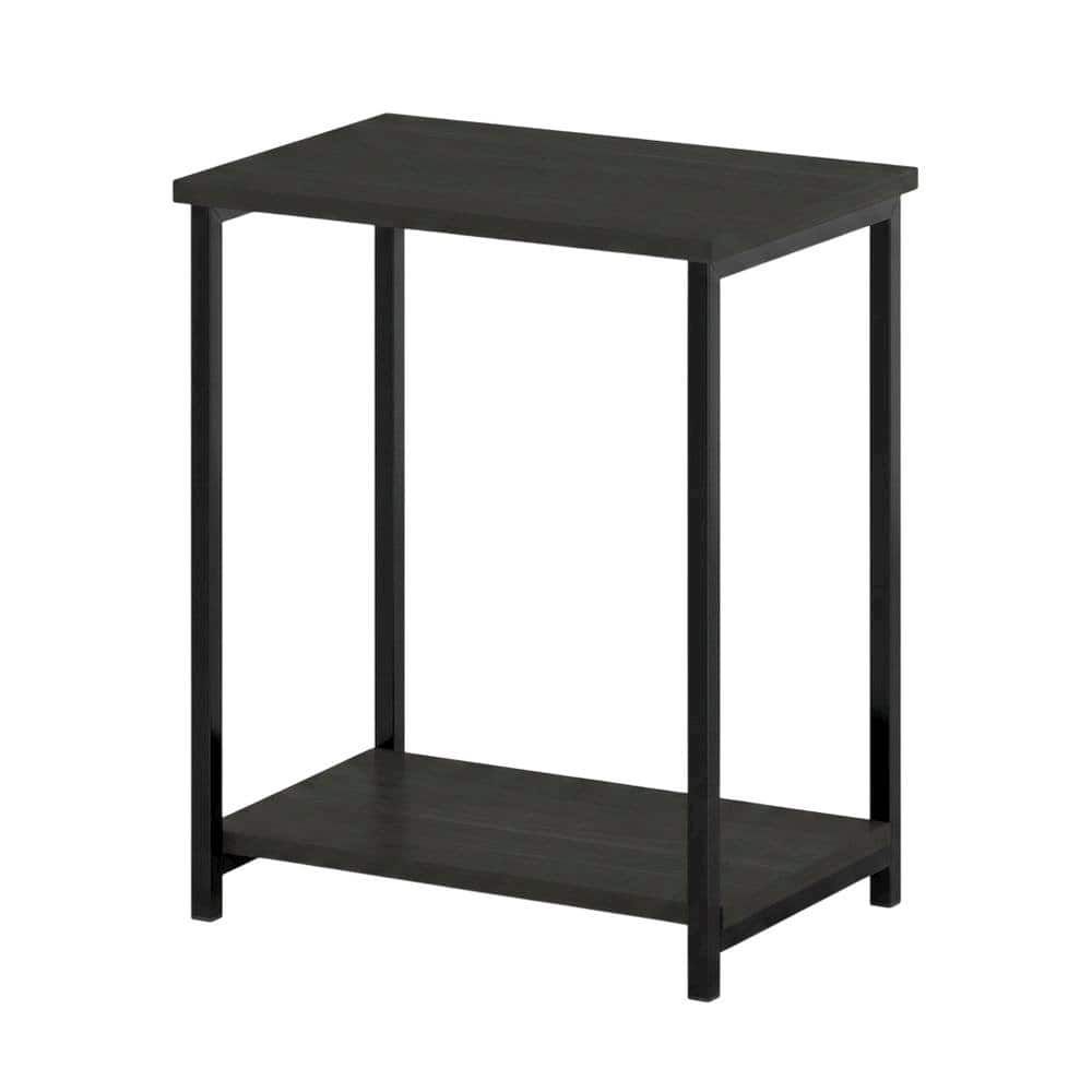 FurniFact - Metal Frame End Table with Sleek Modern Design - Espresso