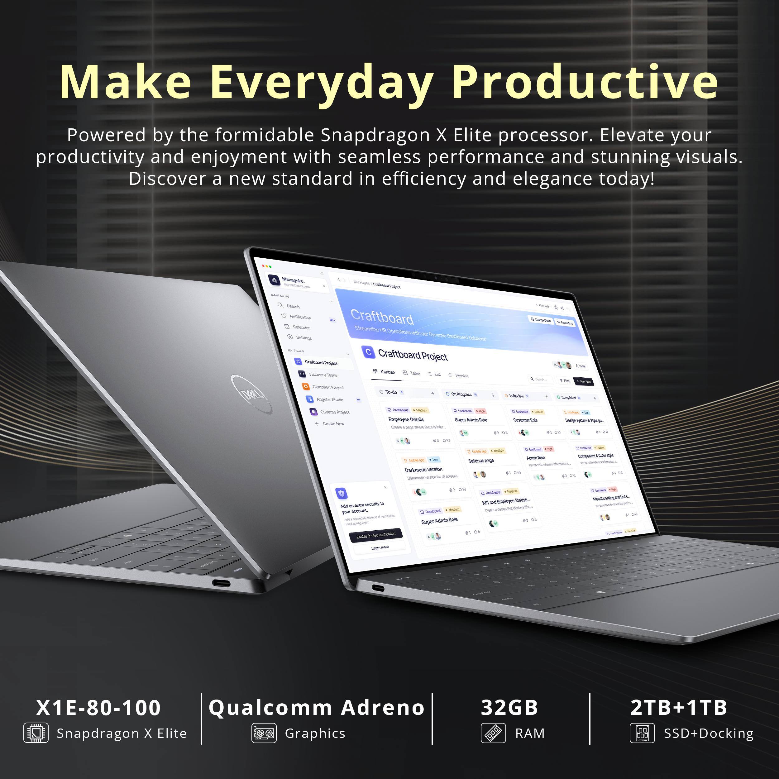 Make Everyday Productive

Powered by the formidable Snapdragon X Elite processor. Elevate your productivity and enjoyment with seamless performance and stunning visuals. Discover a new standard in efficiency and elegance today!

X1E-80-100  
Qualcomm Adreno  
32GB RAM  
2TB+1TB SSD+Docking